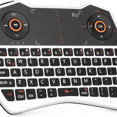 Rii K28 White 2.4GHz Wireless Mini Keyboard with Backlit Touchpad and Built-in Mic