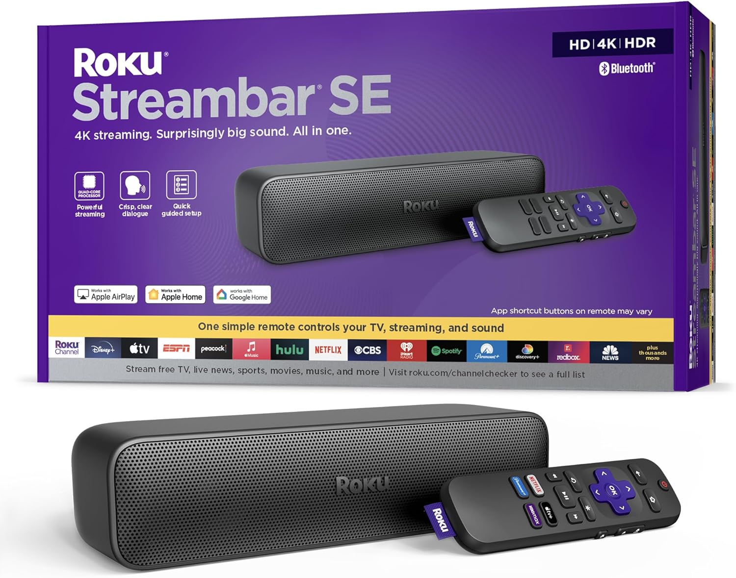 Roku Streambar SE 2-in-1 Soundbar with Built-in 4K Streaming and Premium Speakers