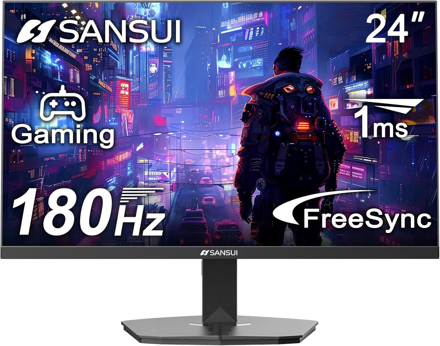 SANSUI 24 Inch 180Hz Gaming Monitor 1ms 110% sRGB HDMI 2.0 DP 1.4 ES-G24F4