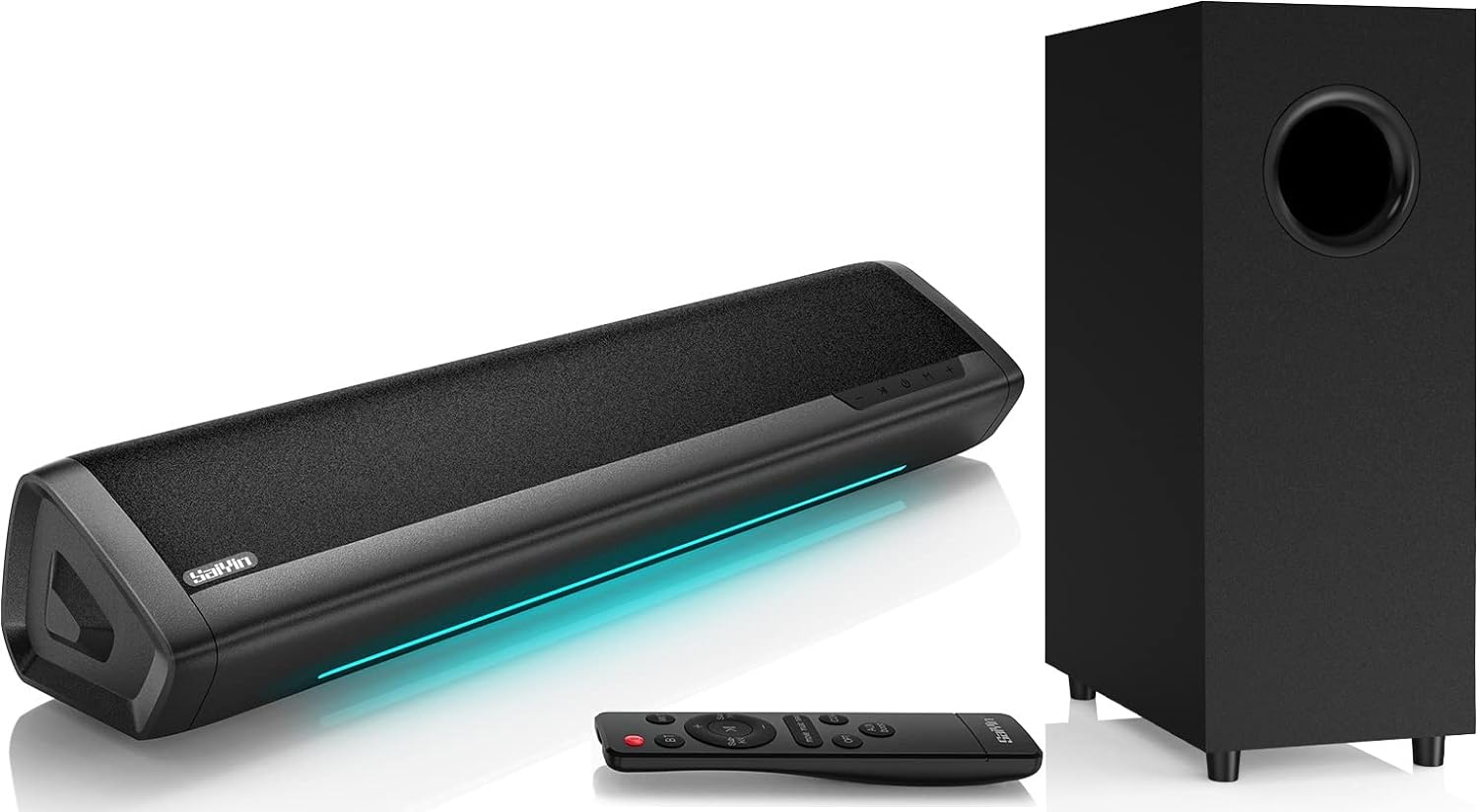 Saiyin 17-inch 2.1 Channel Deep Bass Soundbar with Subwoofer, Bluetooth Home Theater Speaker