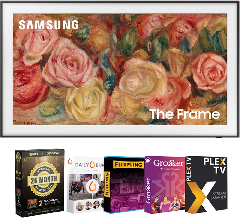 Samsung 50" The Frame QLED 4K Smart TV 2024 Bundle with 2 HDMI Cables and 26-Month Protection