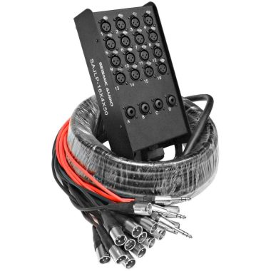 Seismic Audio 50 Foot 16 Channel Low Profile XLR Snake Cable with 4 TRS Returns for Studio and Stage Use