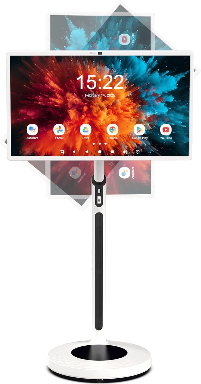 Shiarffe 32 Inch Smart Portable TV on Wheels 8GB RAM 128GB ROM Android Touchscreen Monitor