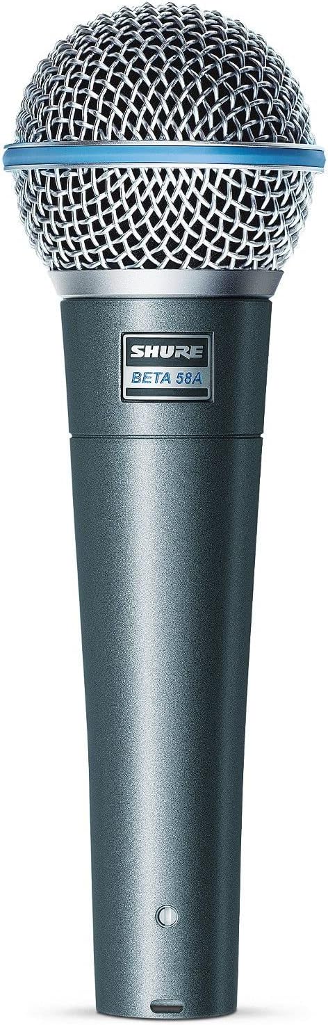 Shure Beta 58A Supercardioid Dynamic Vocal Microphone for Stage Studio with Stand Adapter and Storage Bag