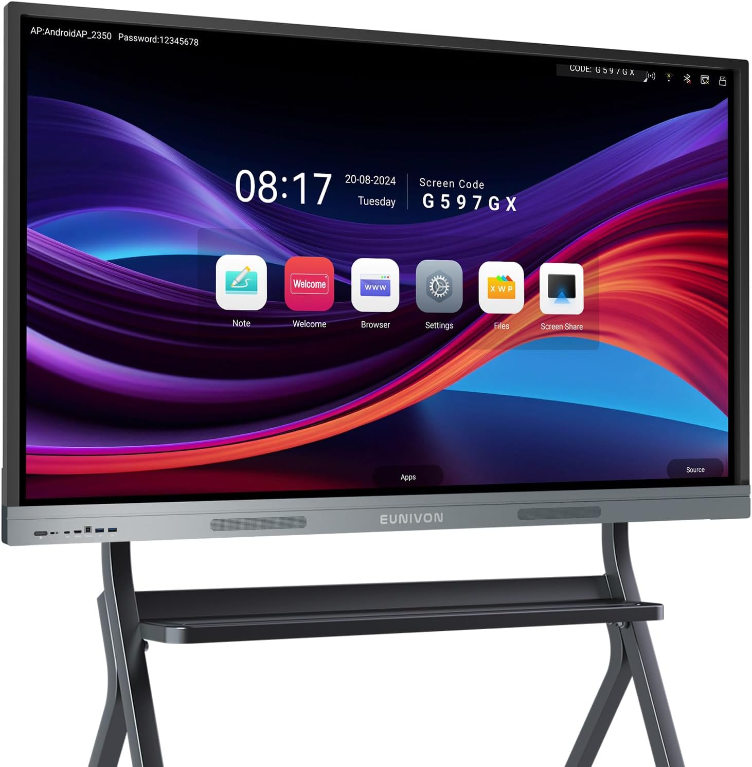 55 Inch 4K UHD Smart Board Digital Whiteboard 8GB RAM 128GB ROM for Classroom Business