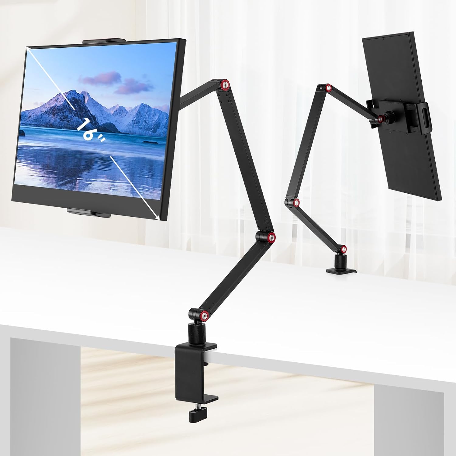 Adjustable Tablet and Monitor Stand Holder 15.6'' 16'' Desk Mount Fits 4.7-16" Devices