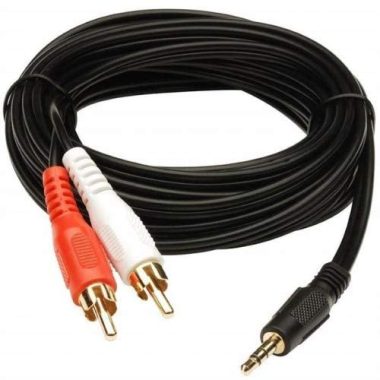 ULTRABYTES 1.5m Black 3.5mm to 2RCA Stereo Audio Cable for Home Theater, Speakers, TV