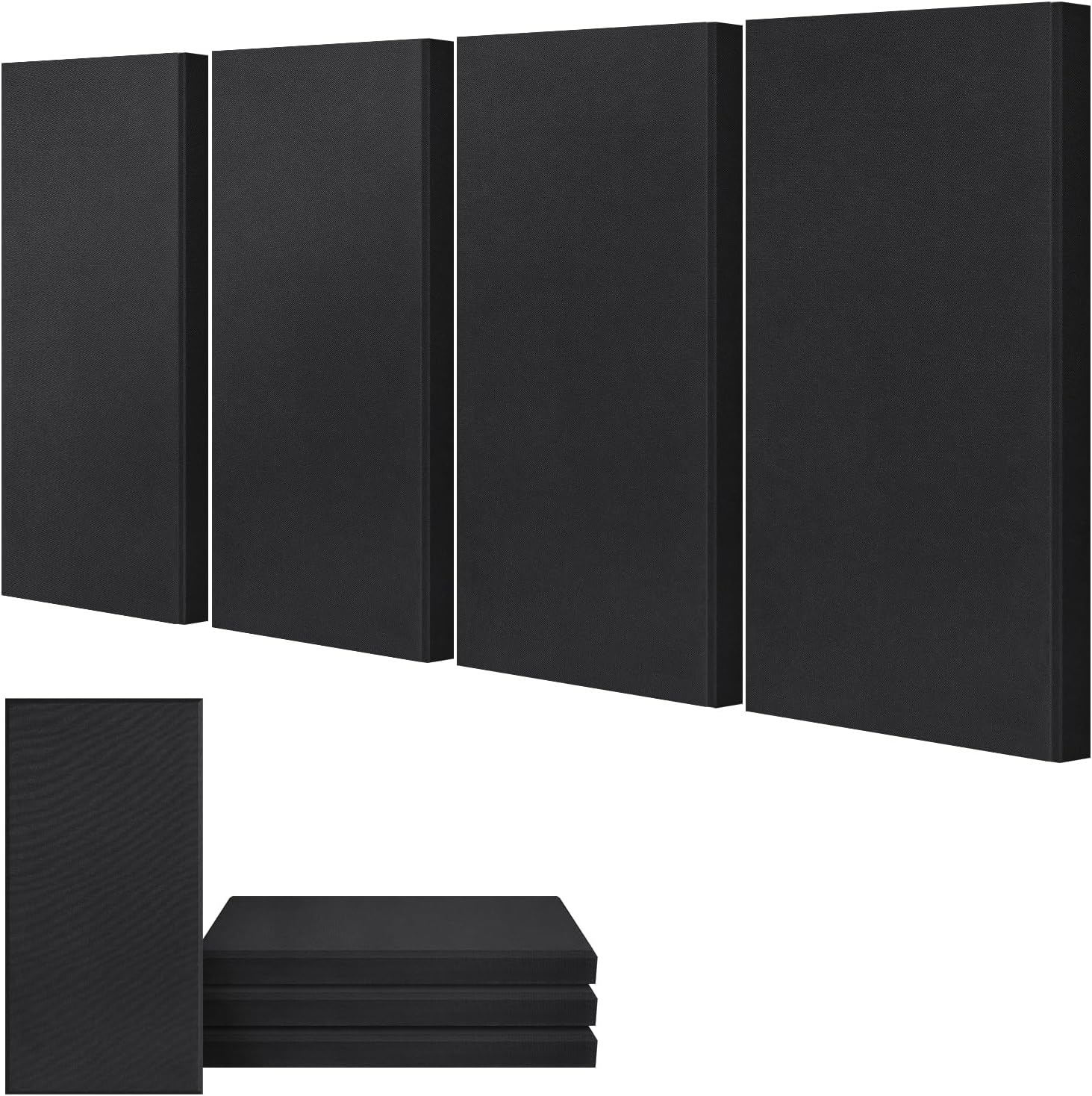 UMIACOUSTICS 2 Inch Thick Fiberglass Soundproof Wall Panels, 23.6x11.8 Deep Black, 4 Piece Set