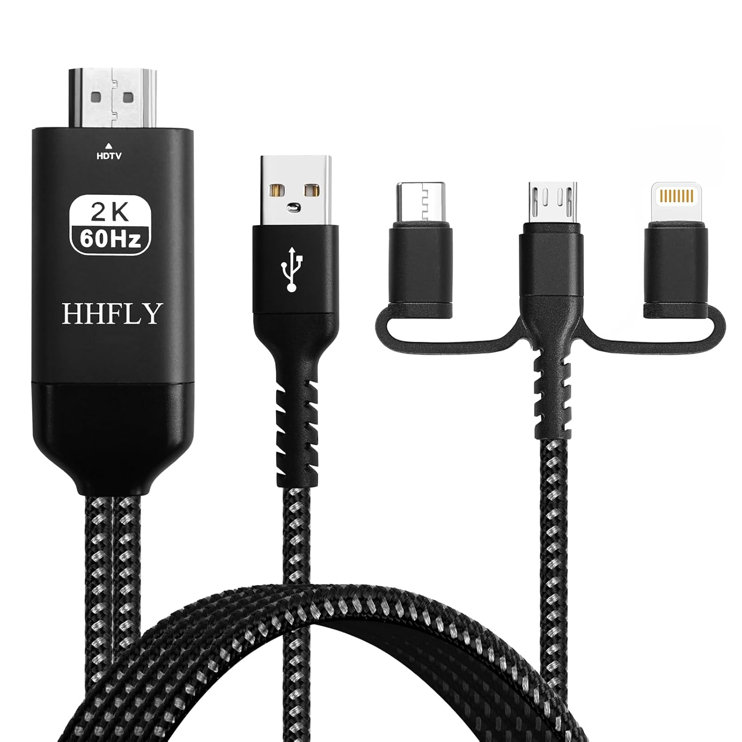 iPhone/Android USB-C to HDMI 1080P Adapter, Mirror to TV/Monitor, with Lightning/Micro USB, Portable Digital AV Converter