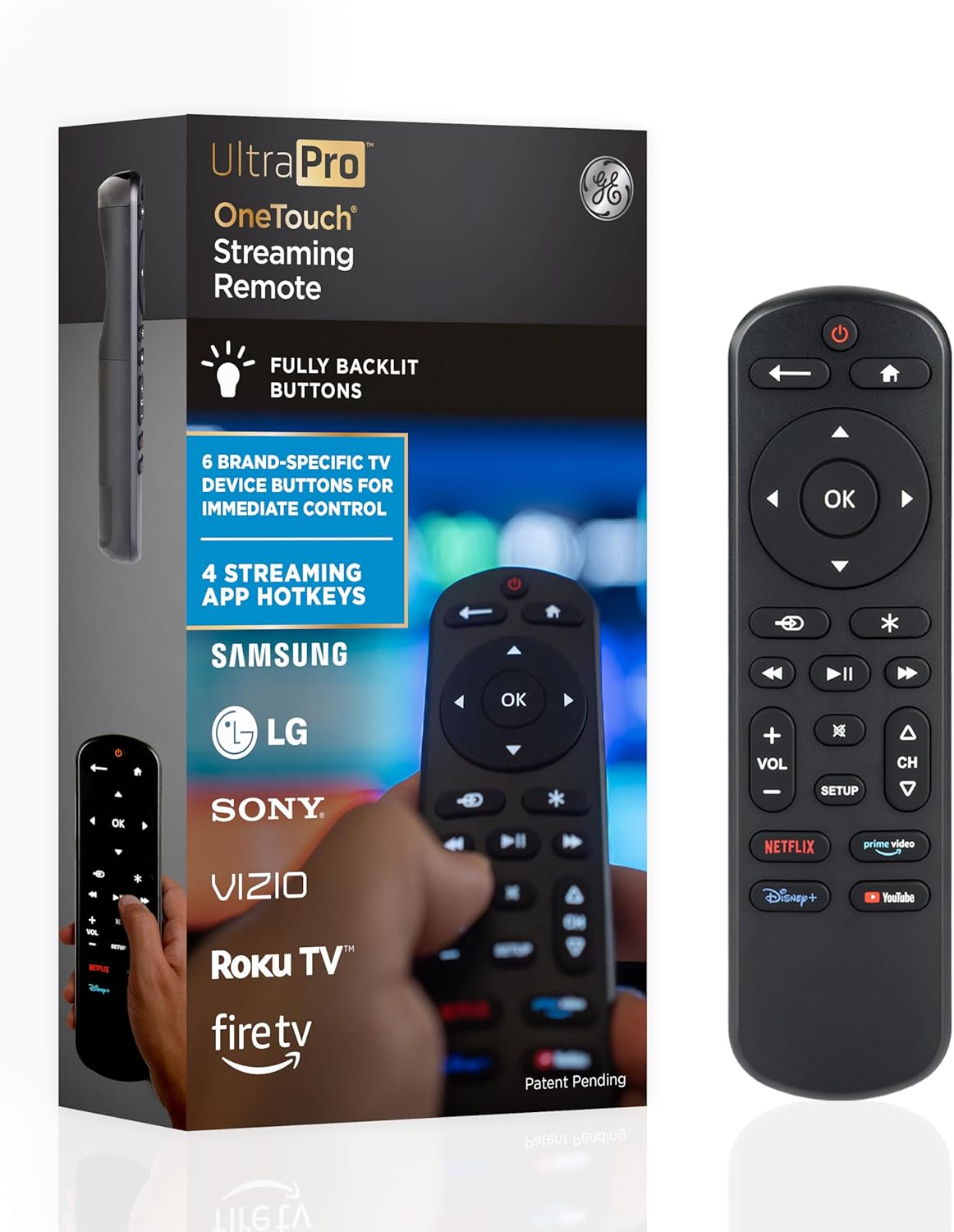 Backlit Black Universal Remote Control for Samsung LG Roku Vizio Sony Smart TVs
