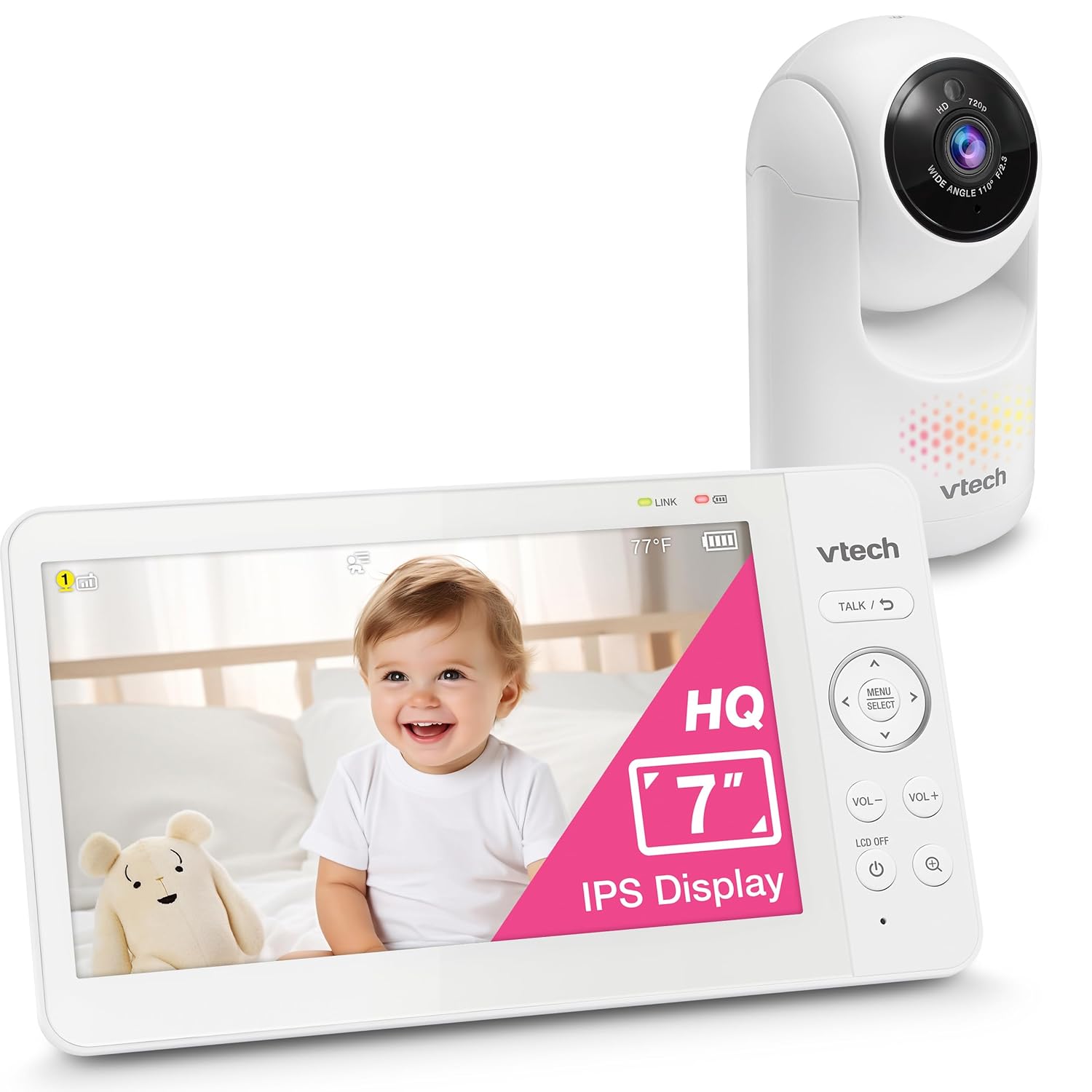 VTech 7" HD Video Baby Monitor 2025 Upgrade with Pan Tilt Zoom Camera and Two-Way Talk