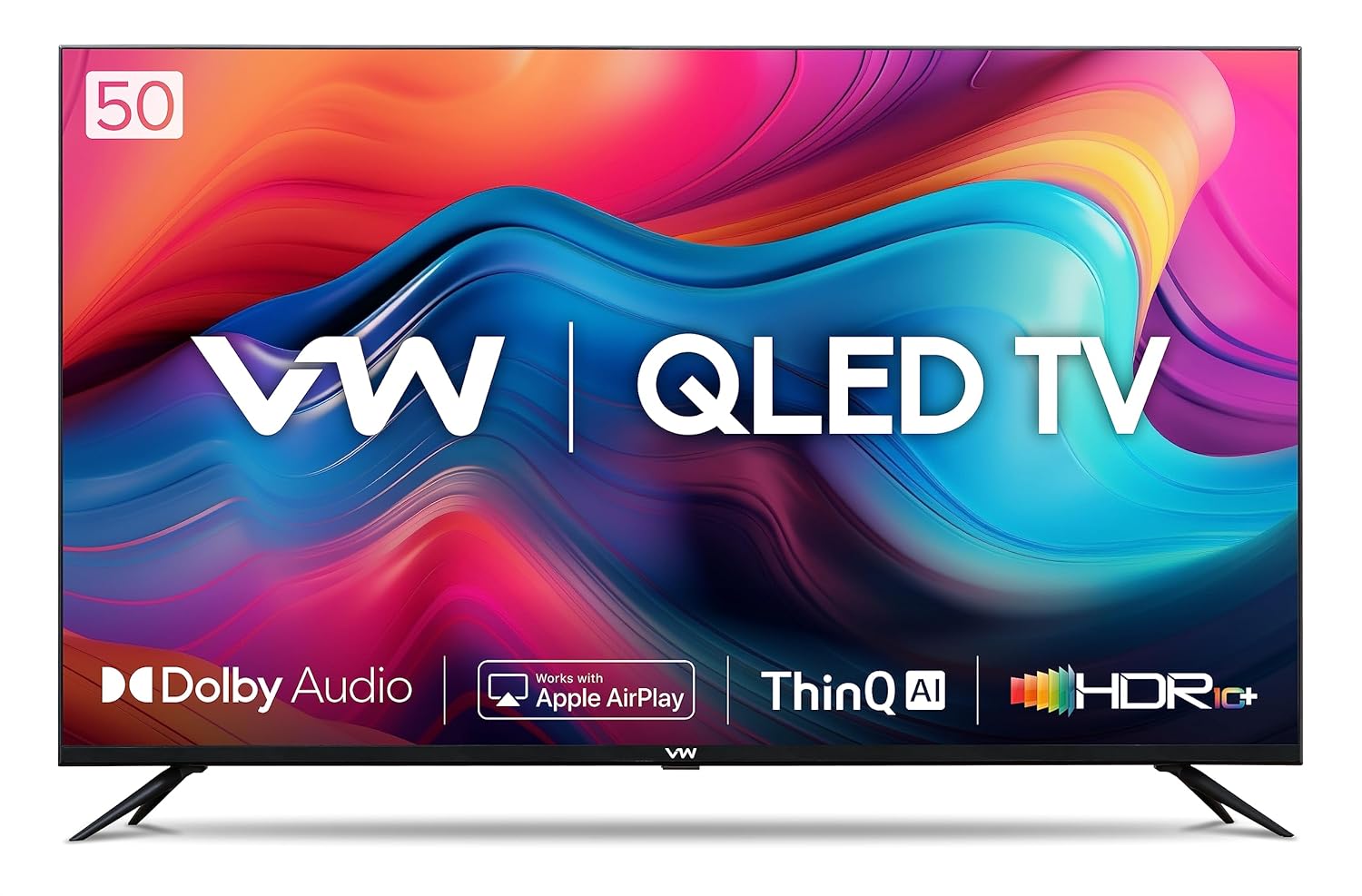 VW 50 Inch QL Frameless 4K Ultra HD Smart QLED TV VW50QUW1 Black