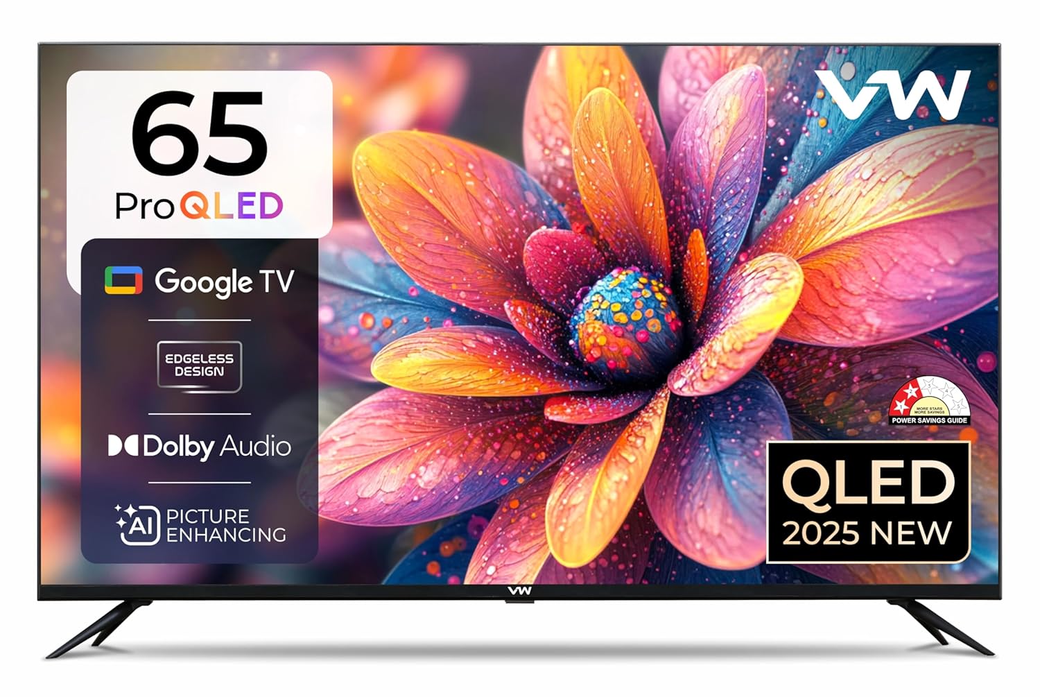 VW 65 inch 4K Ultra HD Smart QLED Google TV VW65GQ1 Black
