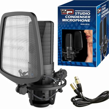 Vidpro XM-SC Professional Cardioid Condenser XLR Microphone Studio Recording Kit 24/48V Phantom Powered