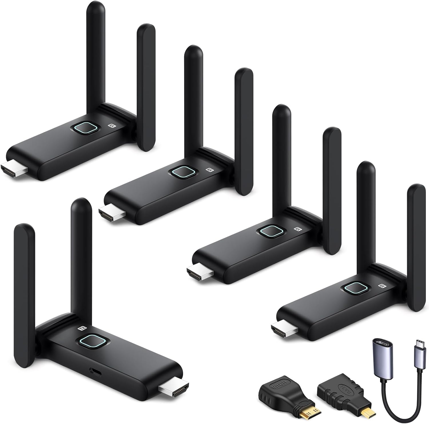 Wireless 4K HDMI Transmitter and Receiver Kit 50M USB-C Adapter for Multiple Displays