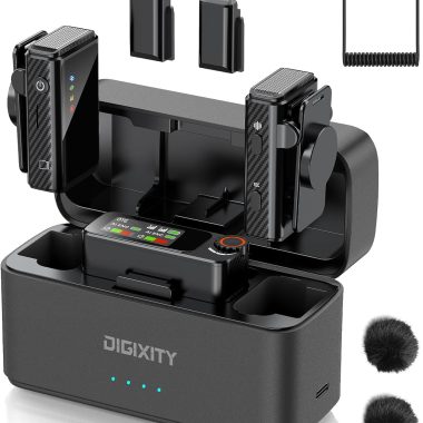 Wireless Lavalier Microphone System for iPhone Android Camera PC AI Noise Canceling Charging Case