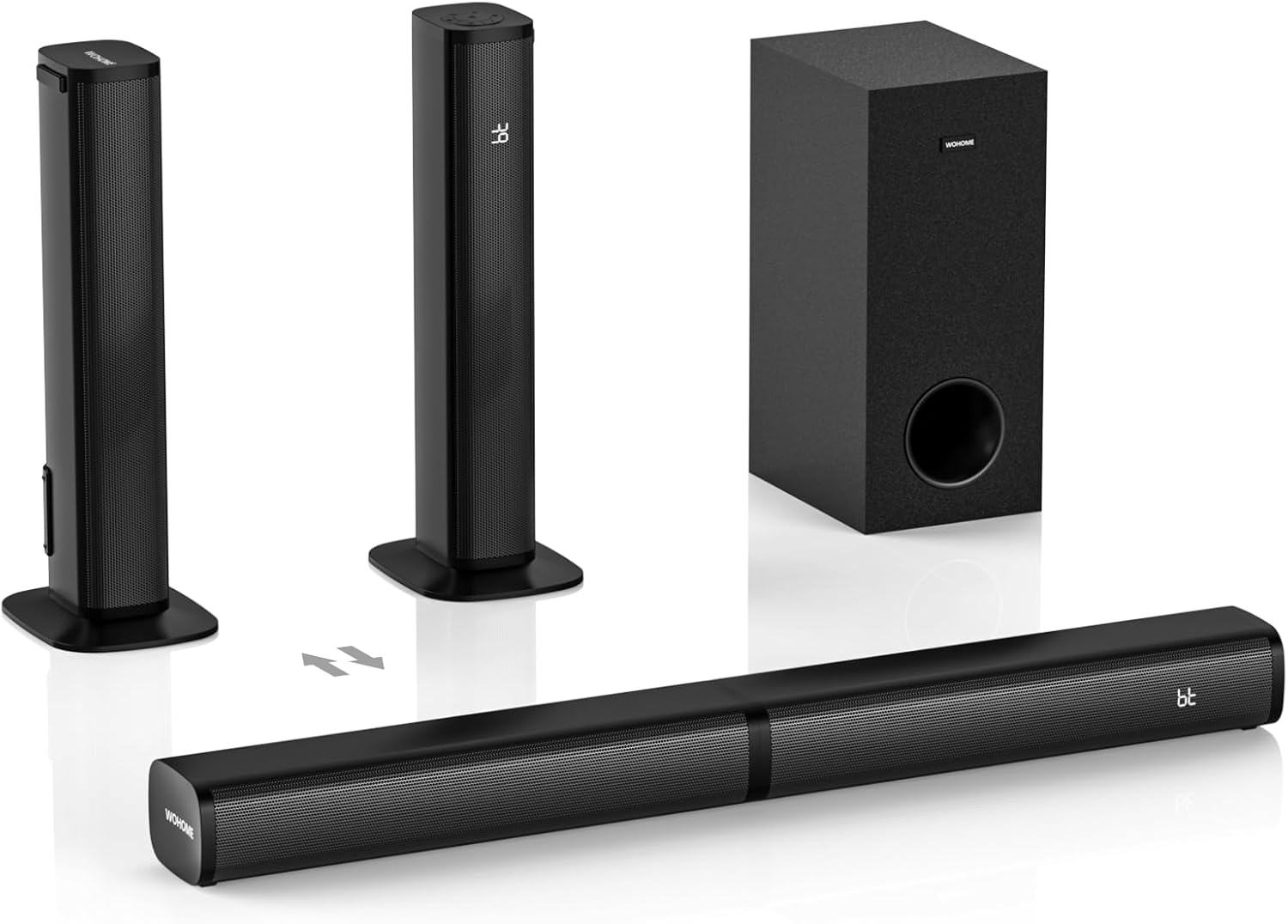 Wohome 2-in-1 Detachable Bluetooth Soundbar with Subwoofers, 4.1 Channel Smart TV Home Theater System