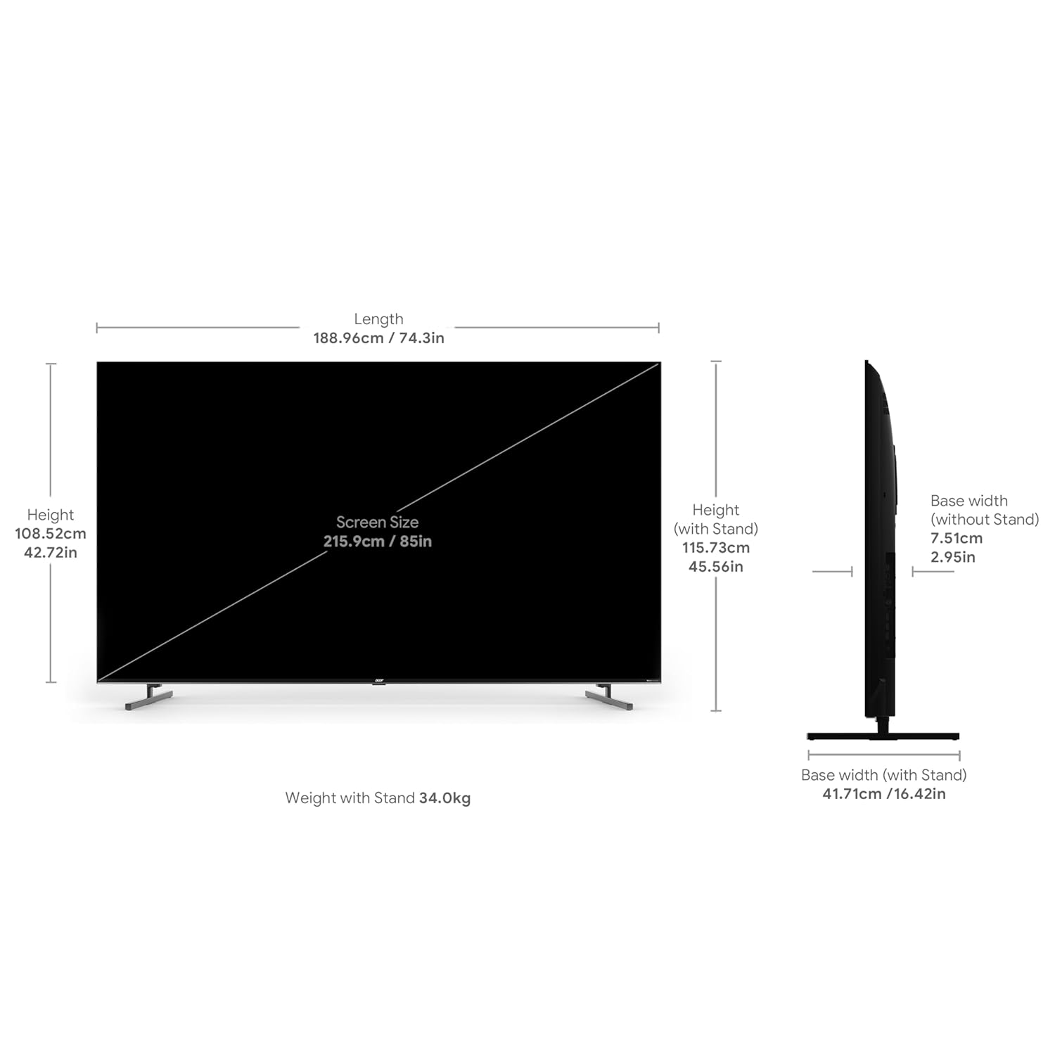 Acer 85 Inch QLED 4K Ultra HD Smart Google TV Black 2024 Model AR85QDXGU2875AT - Image 4