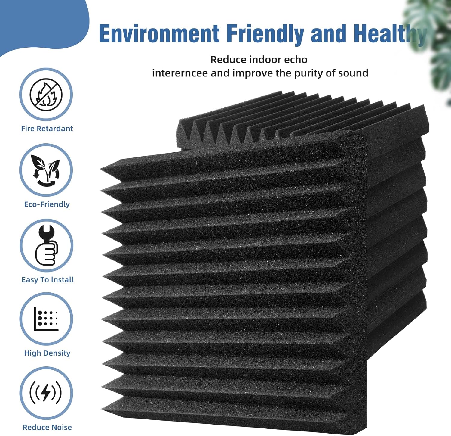 Sound Absorbing Acoustic Panels for Walls 2"x12"x12" Black 50 Pack Fire Resistant Studio Recording - Image 6