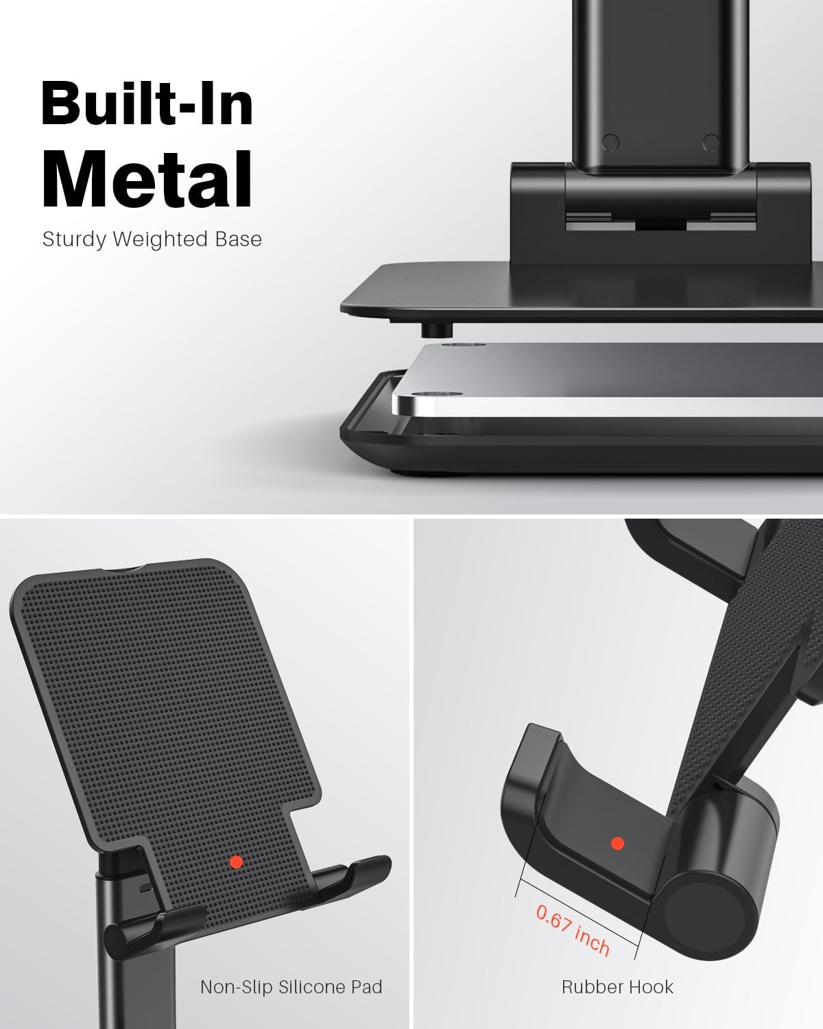 Foldable Adjustable Tablet Stand 5.55" Wide, Fits iPad Pro, Surface Pro, and 4.7-15.6" Portable Monitors - Image 5