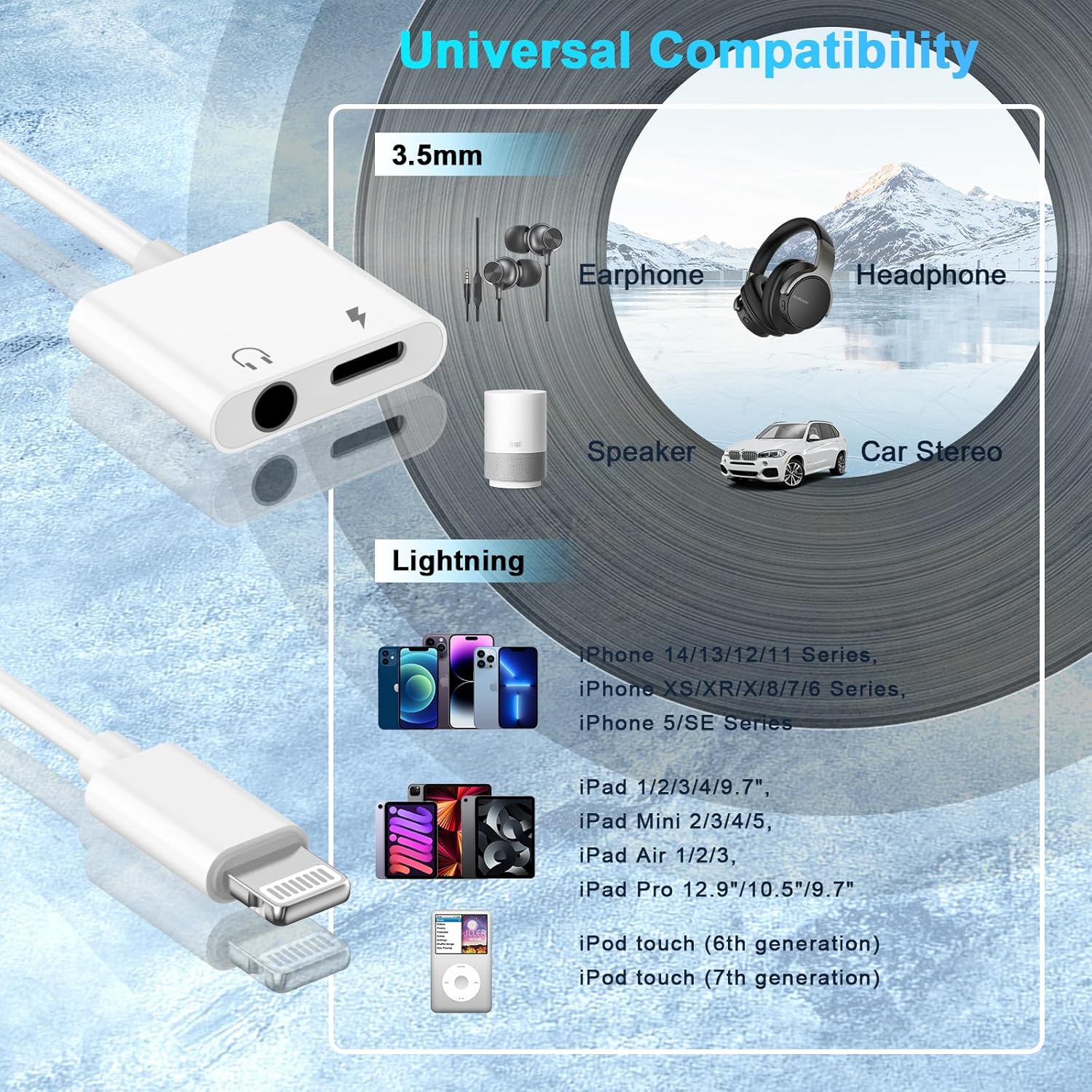 2 Pack Apple MFi Certified Lightning to 3.5mm Headphone Jack Aux Audio and Charger Splitter Dongle for iPhone - Image 4