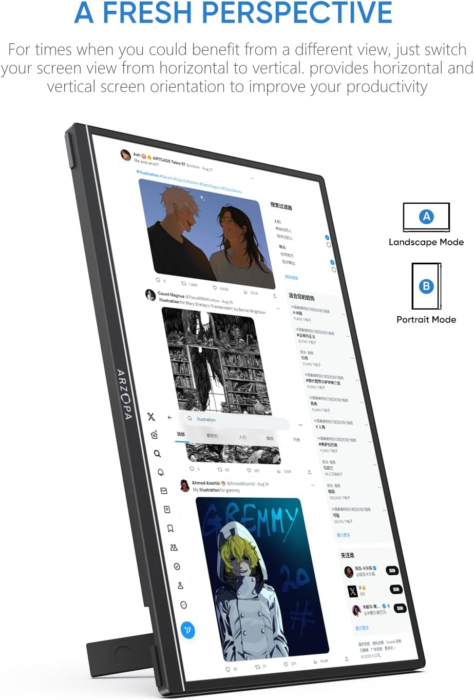 ARZOPA 16 Inch 2.5K QHD Portable Monitor 123% sRGB IPS Built-in Stand USB-C HDMI - Image 5