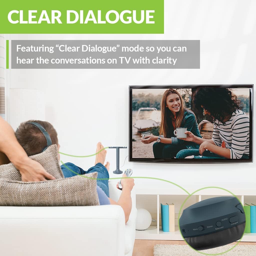 Avantree Duet Dual Wireless Headphones with Loud Volume for Seniors, Clear Voice, Easy Setup, includes 2.4GHz RF Transmitter and Charging Dock - Image 4