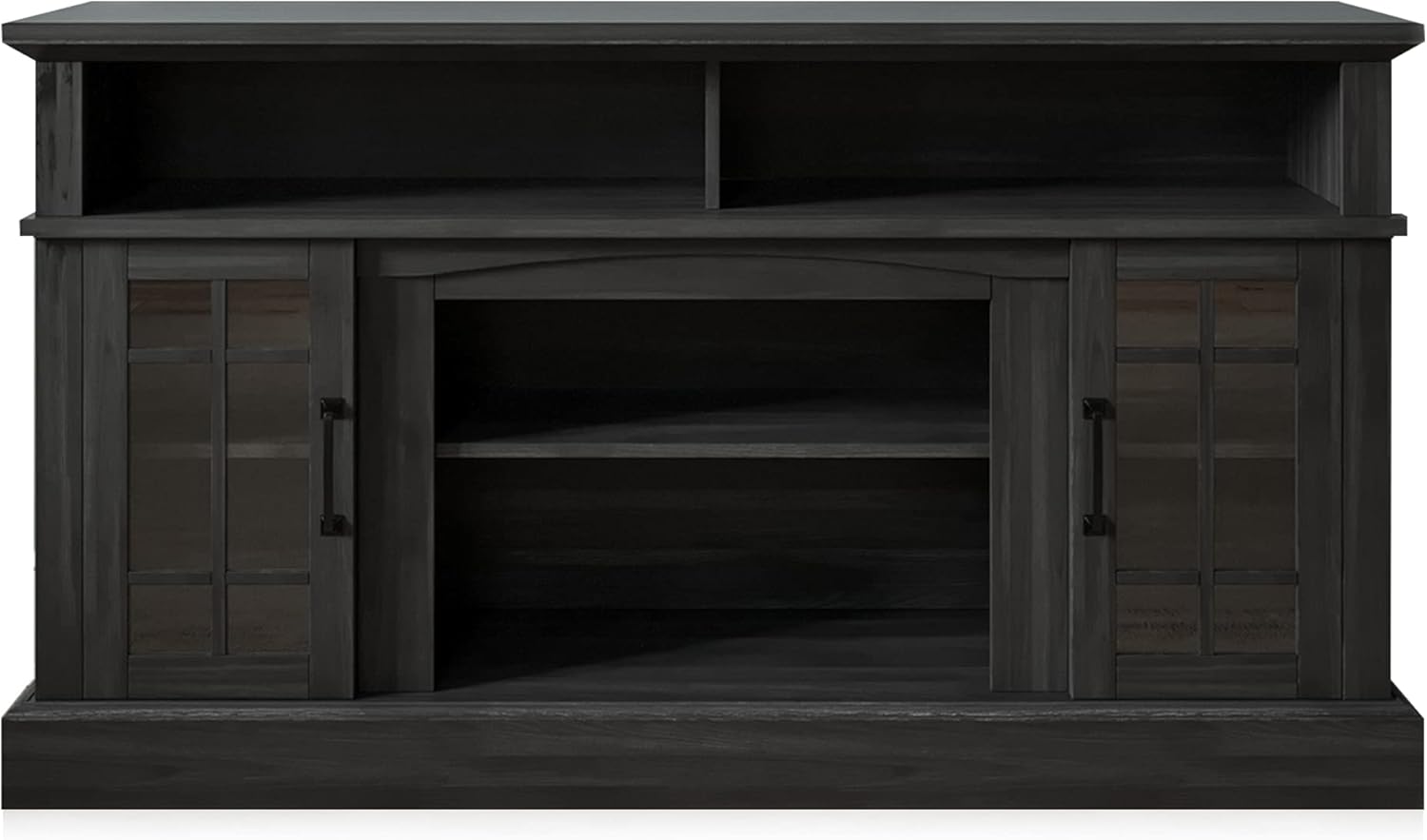 BELLEZE 58 Inch Rustic Grey TV Stand Entertainment Center for TVs up to 65" with Shelves and Glass Door Cabinets - Image 7