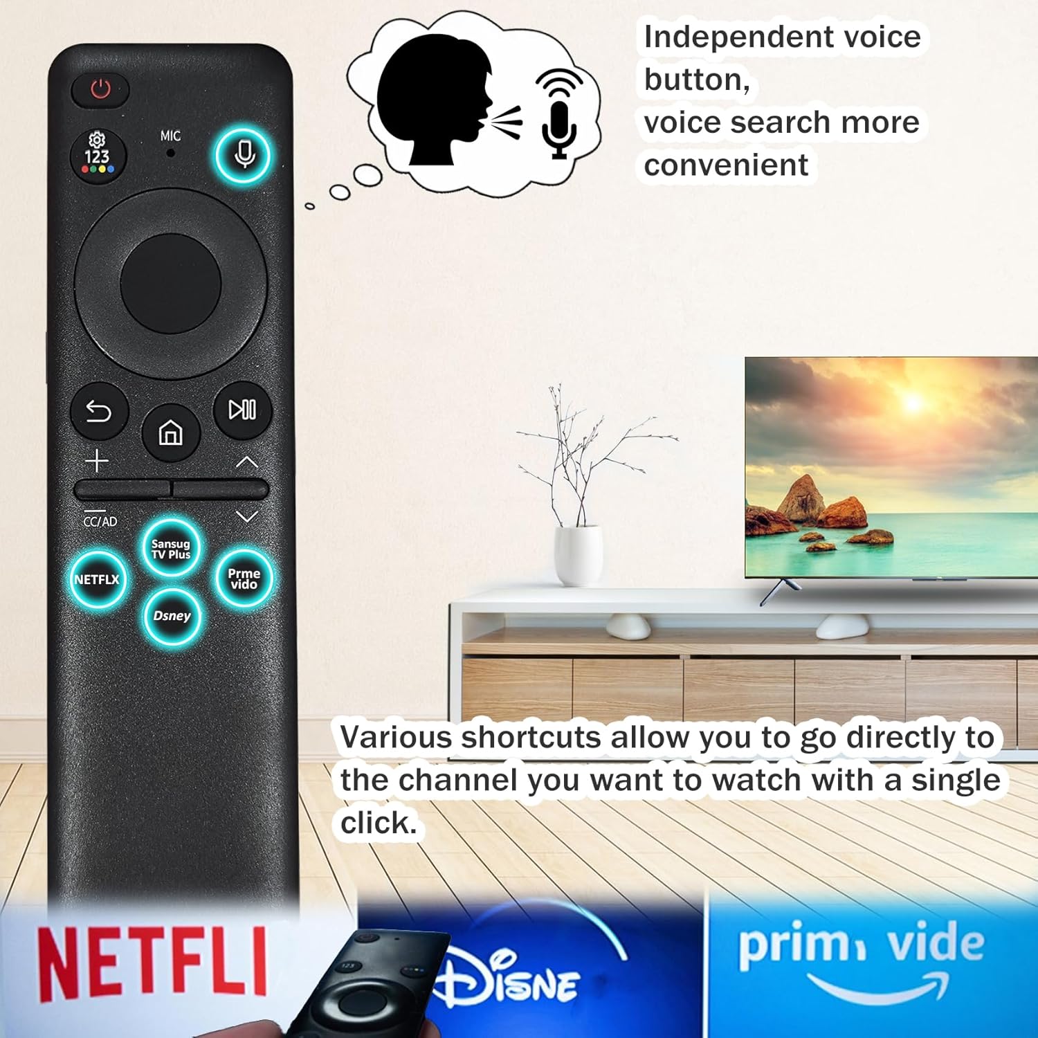 Rechargeable Solar Voice Remote BN59-01455A for Samsung Neo QLED UHD OLED Smart TVs - Image 4