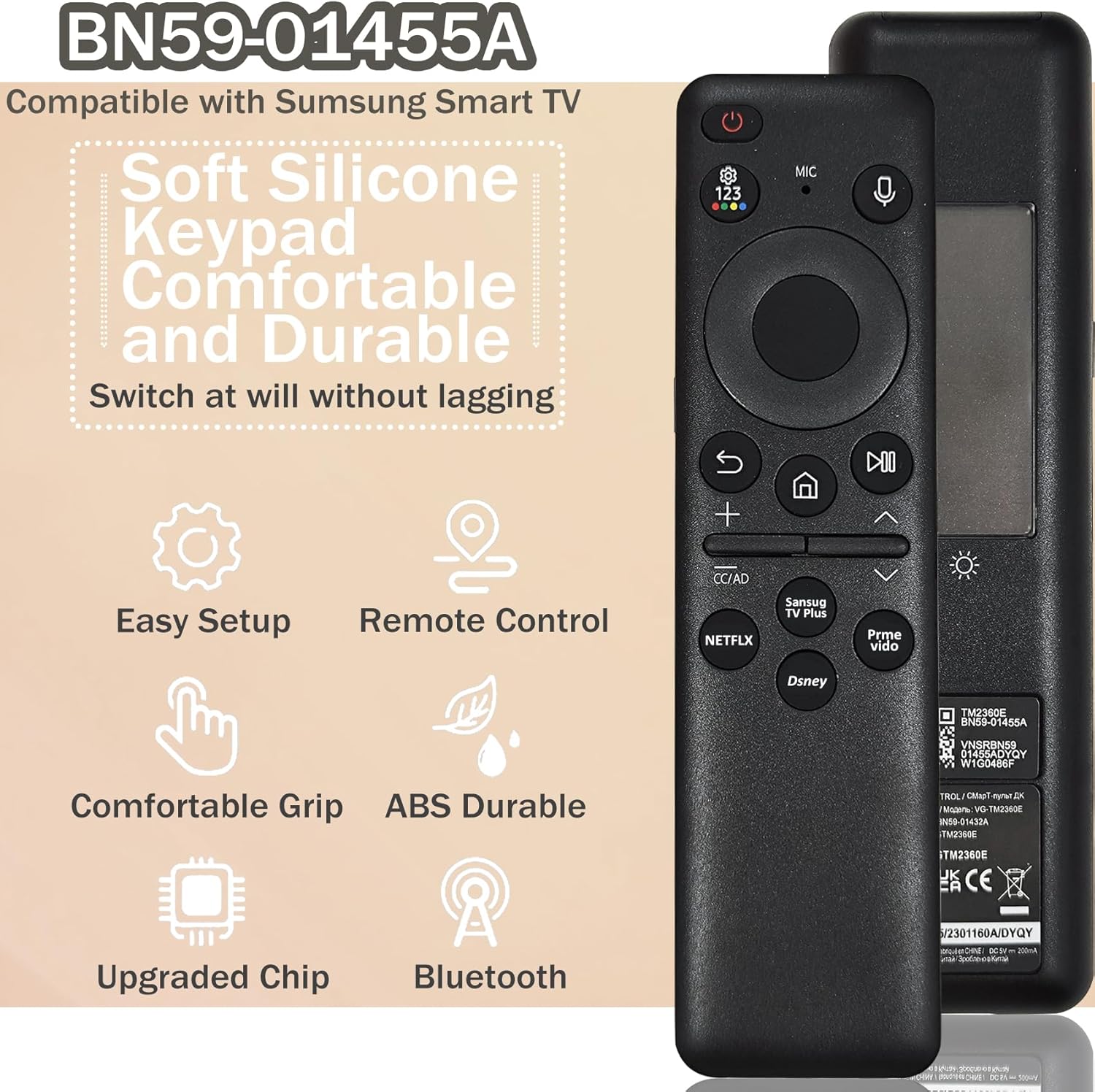 Rechargeable Solar Voice Remote BN59-01455A for Samsung Neo QLED UHD OLED Smart TVs - Image 6