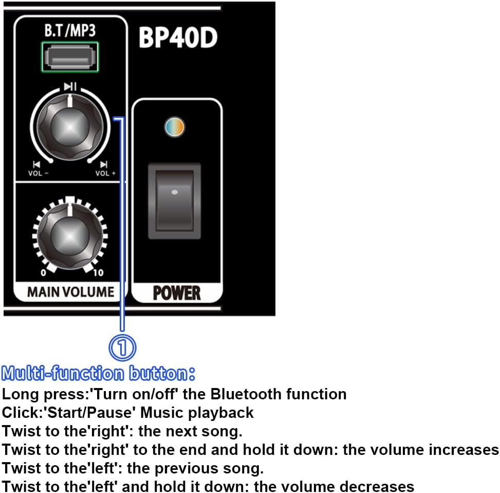 Coolmusic BP40D Portable 80W Battery Powered Acoustic Guitar Amplifier Bluetooth Speaker with Effects - Image 4