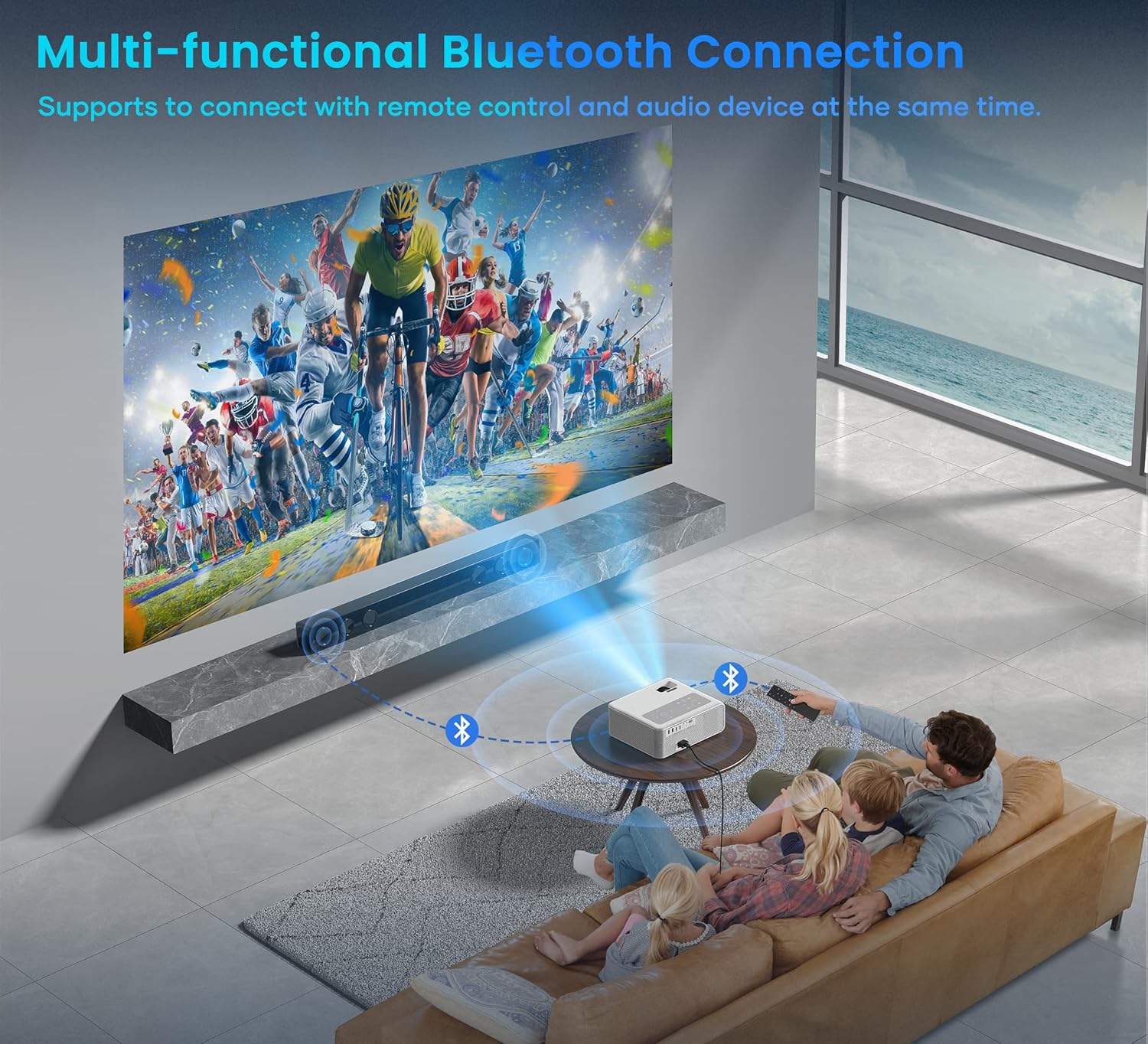 FANGOR 4K Supported 900 ANSI Lumens 1080P Native HD Outdoor Home Video Projector 5G WiFi Bluetooth - Image 6