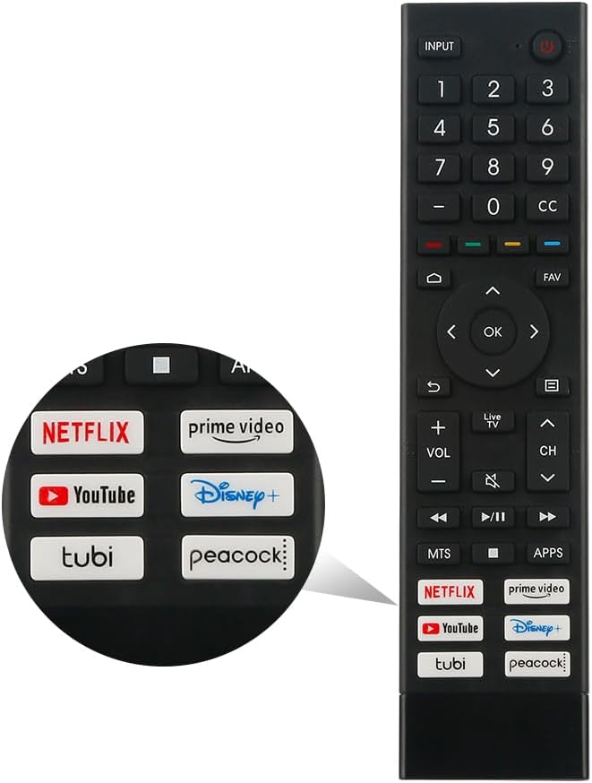 Hisense TV Remote Replacement for Google 4K UHD Smart TVs - New Condition