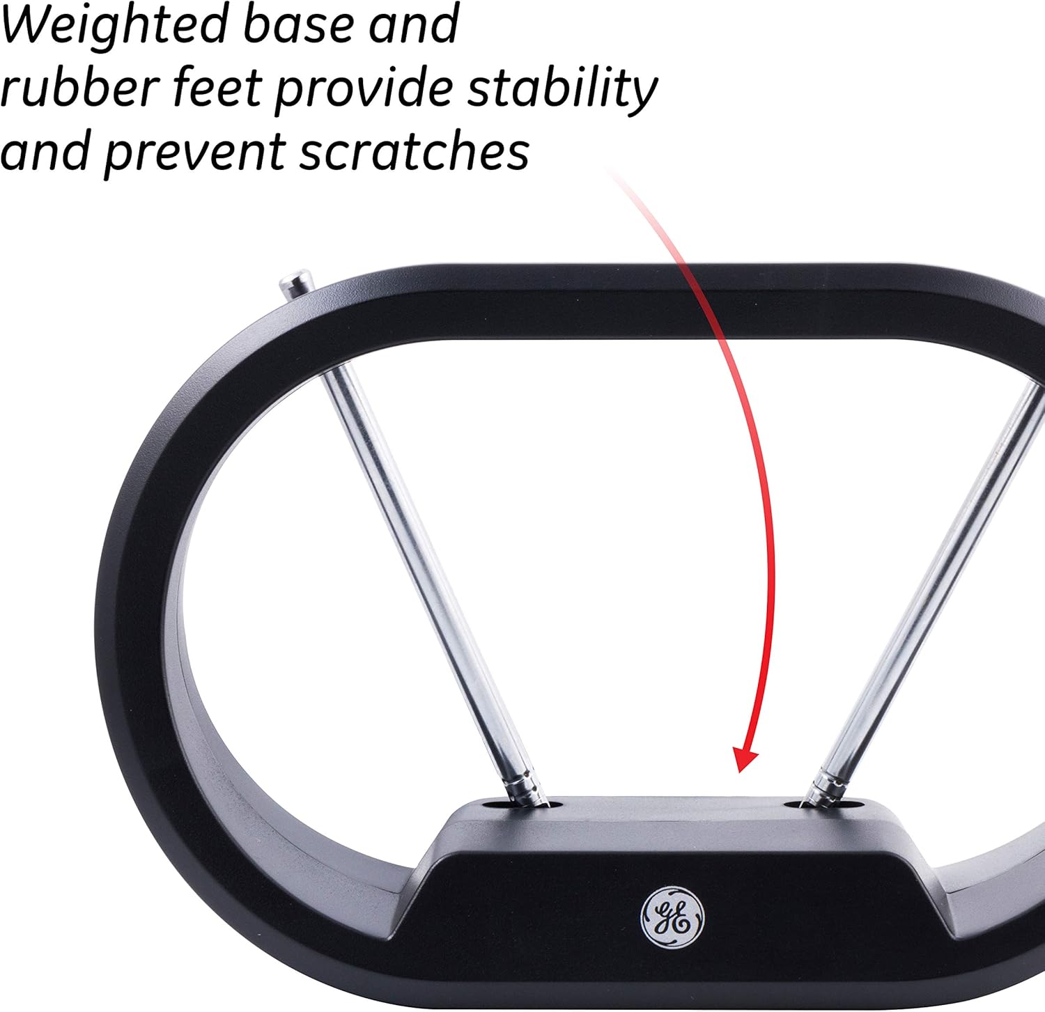 GE Modern Loop Indoor Rabbit Ears TV Antenna Black 15 Inch Extendable 4K 1080P - Image 7