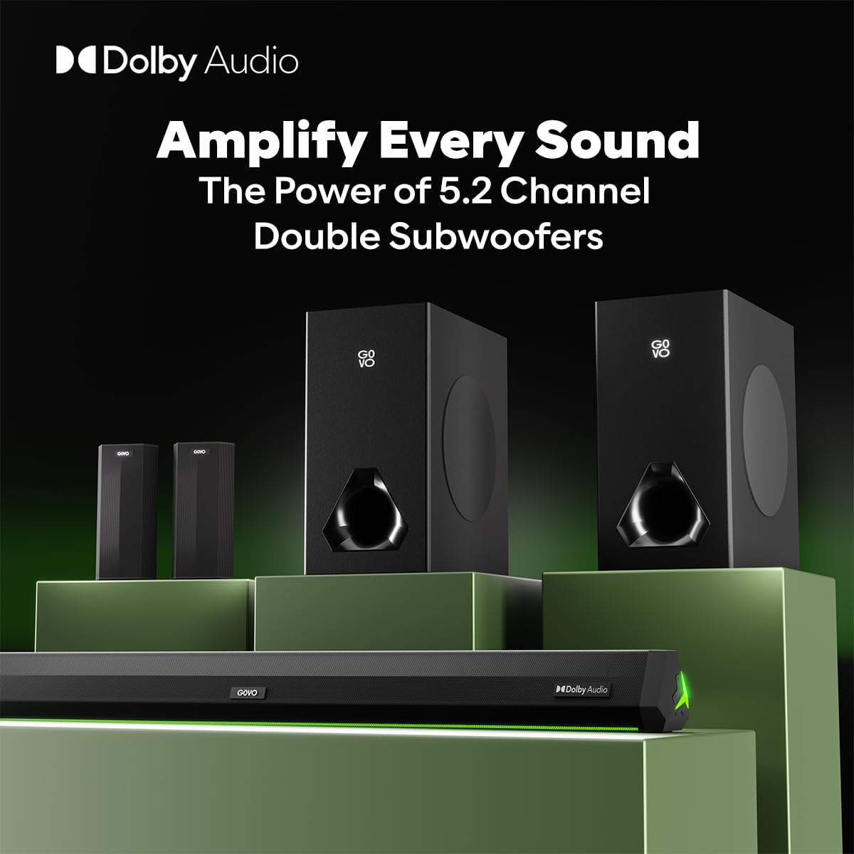 GOVO GOSURROUND 999 Platinum Black 5.2 Surround Soundbar 660W True Dolby Audio with Dual Subwoofers - Image 4