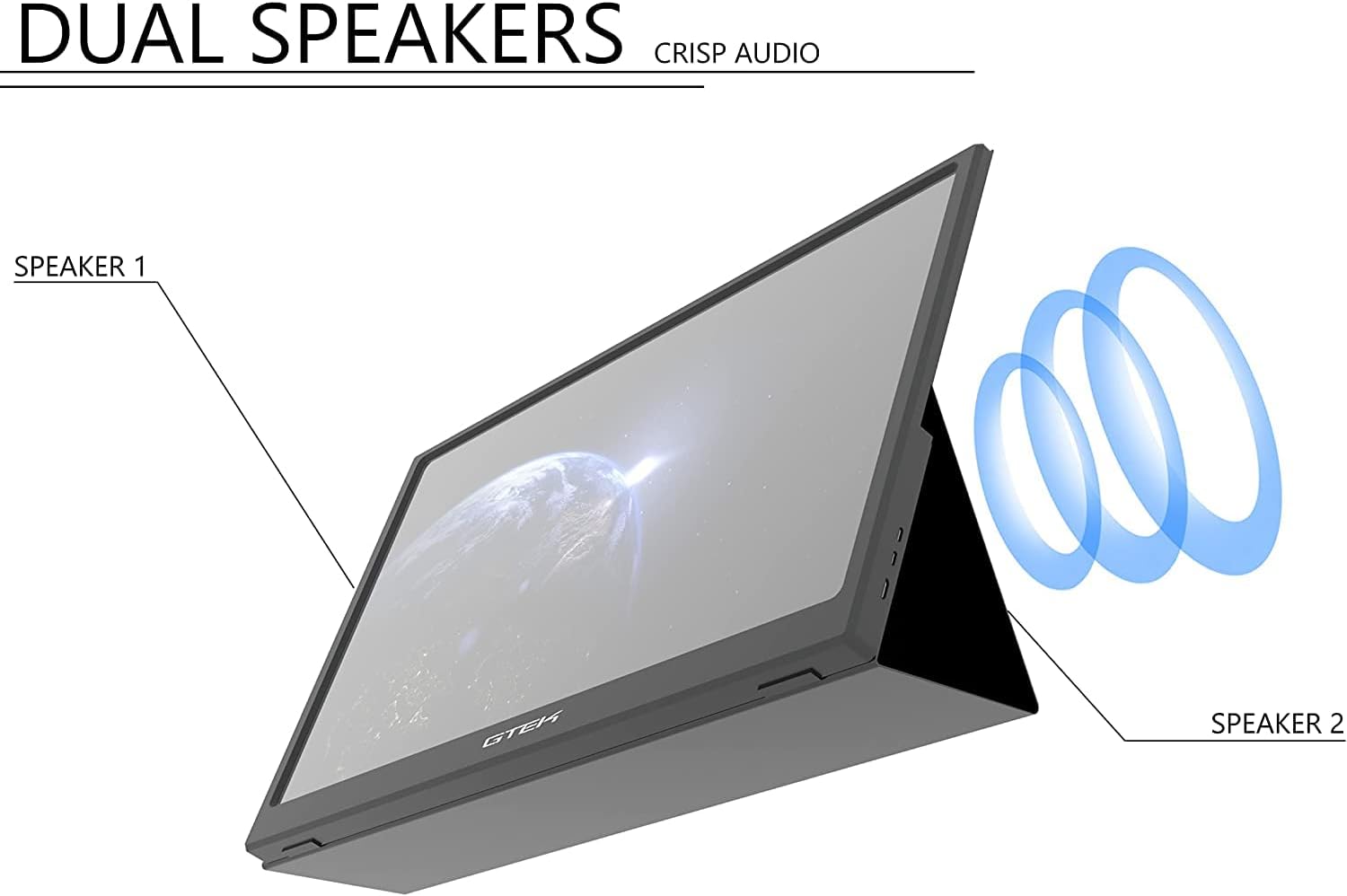 GTEK 15.8 Inch IPS Full HD Portable Monitor with Built-in Speaker Smart Cover - Image 5