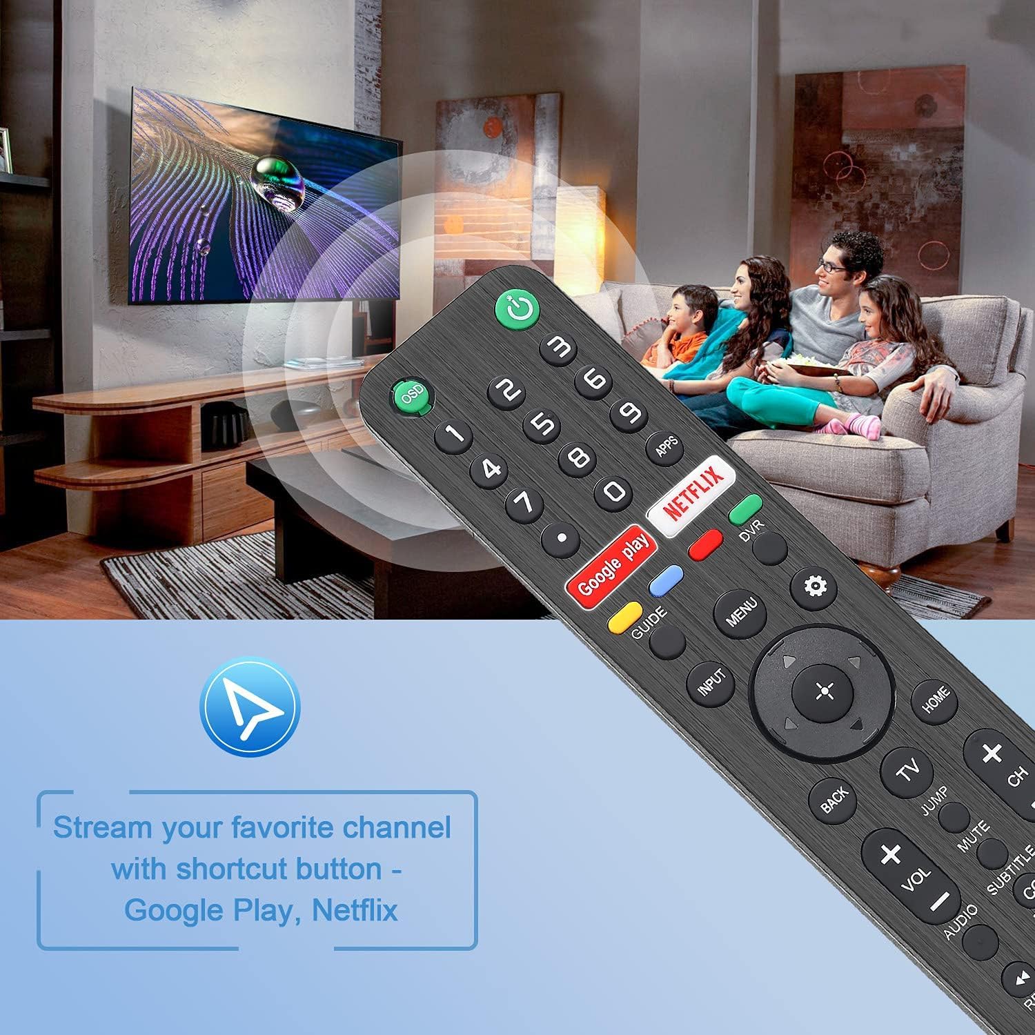 Gvirtue RMF-TX500U Universal Remote Control for Sony Smart TVs 4K UHD HDR LED OLED - Image 5