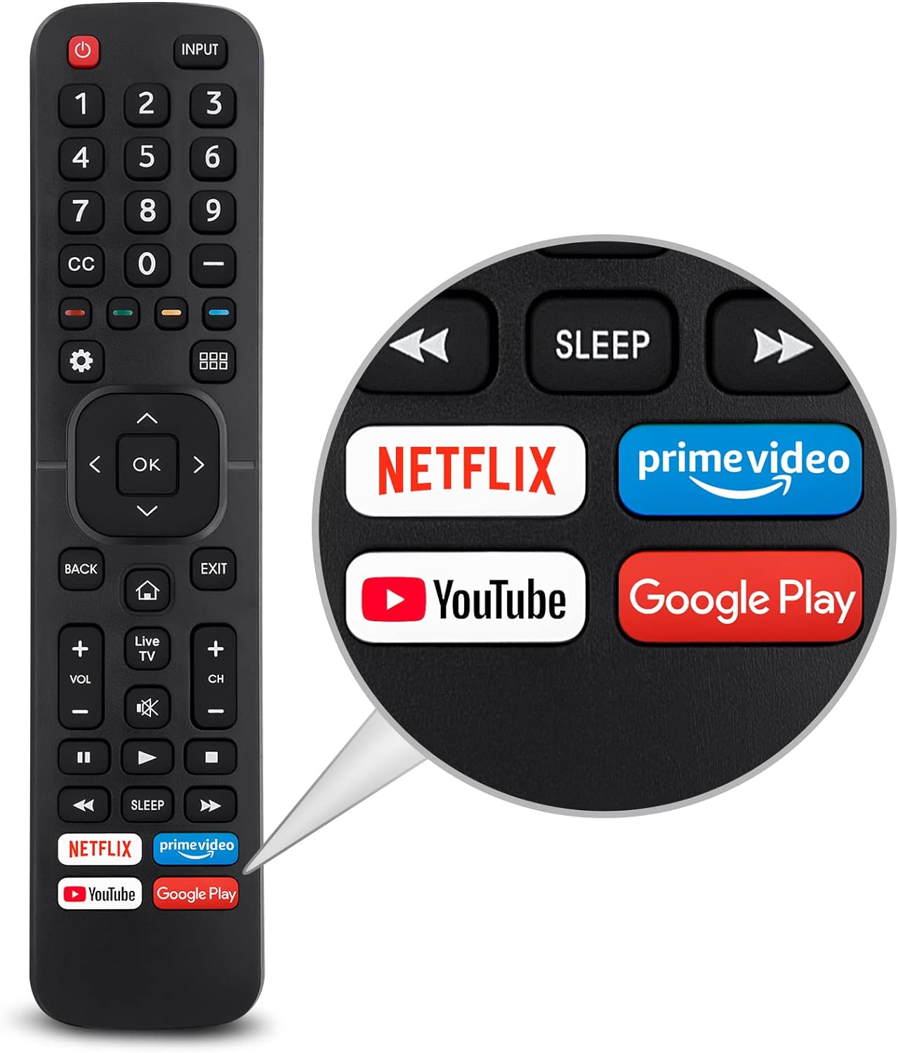 Hisense Smart TV Replacement Remote Control Universal Compatibility 13-Button Functionality