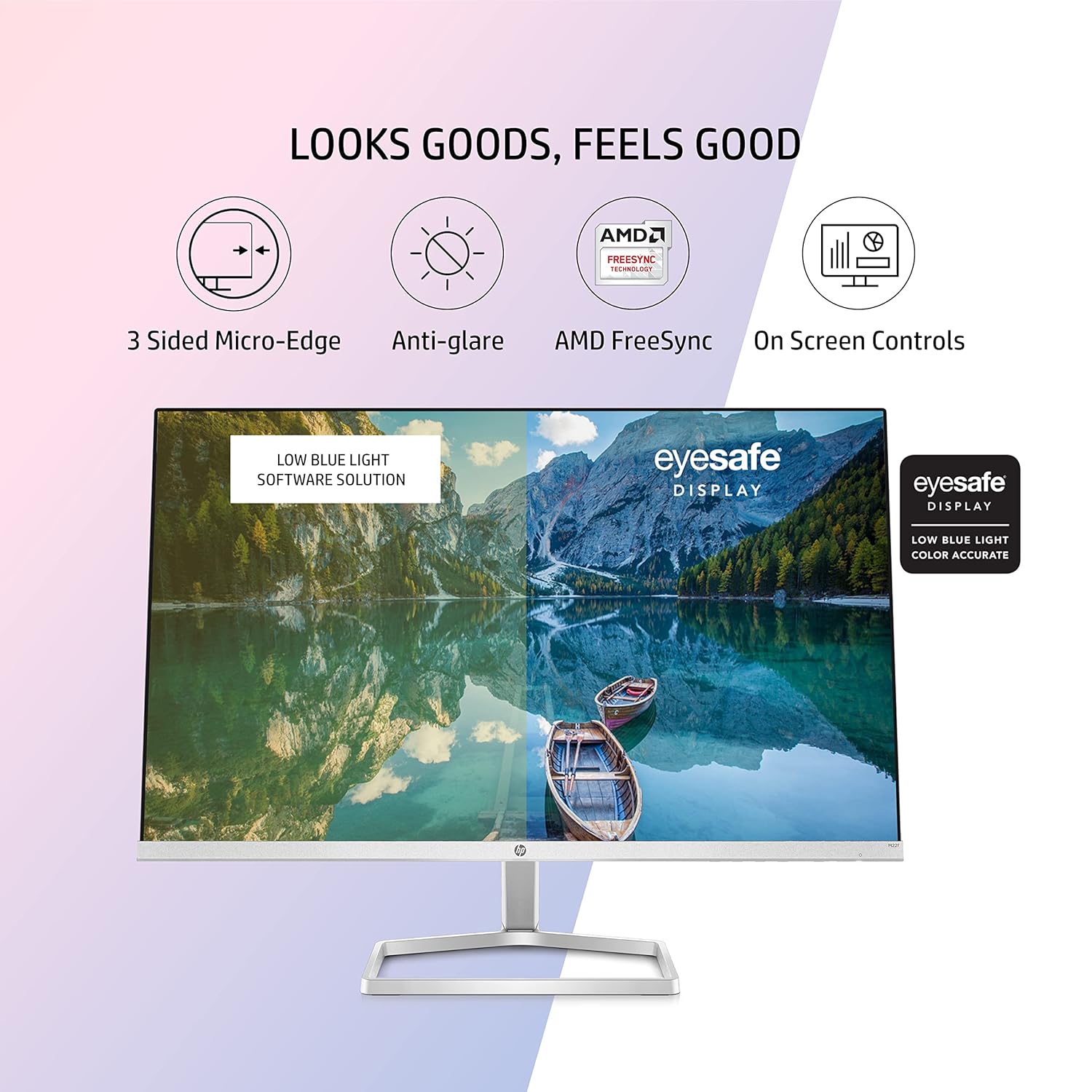 HP M22f 21.5-inch FHD IPS Monitor, Eye Safe Certified, 75Hz, Silver - Image 2