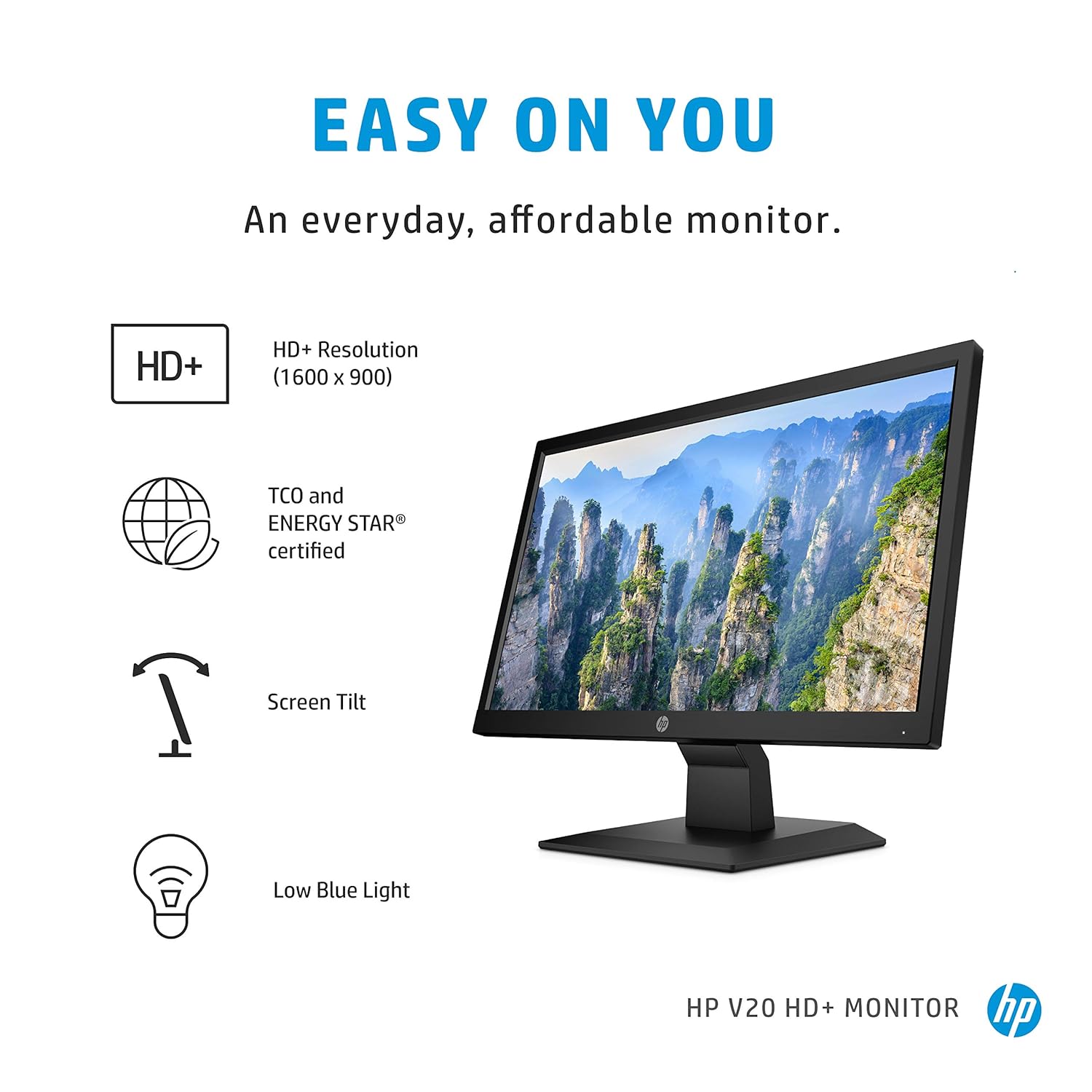 HP V20 19.5 Inch HD+ 1600x900 Anti-Glare Monitor with HDMI and VGA, 5ms Response Time - Image 3