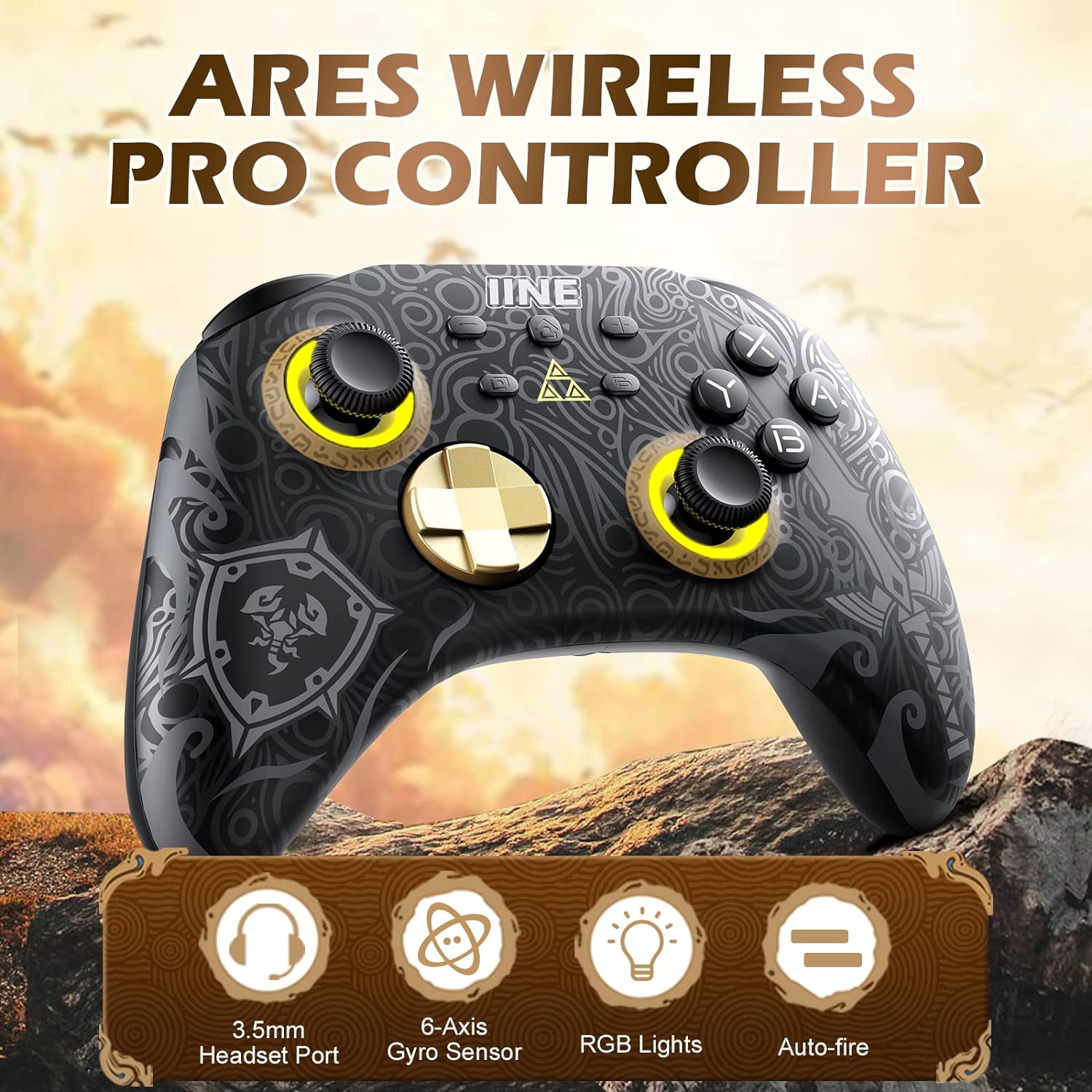 IINE RGB Wireless Pro Controller for Nintendo Switch Lite OLED with Headset Jack Turbo Macro Wake-Up Vibration - Image 2