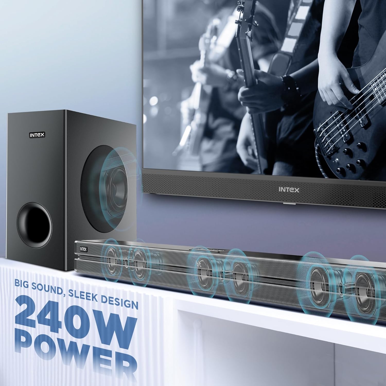 Intex BEAST-24000 Black 240W 2.1 Channel Surround Soundbar with 8 Inch Subwoofer and BT 5.0 - Image 2