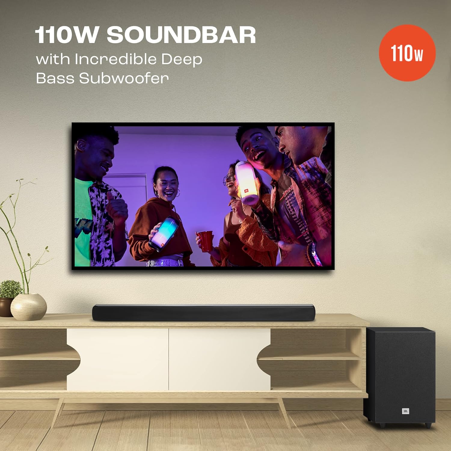 JBL Cinema SB241 110W 2.1 Channel Soundbar with Wired Subwoofer Bluetooth HDMI ARC - Image 3