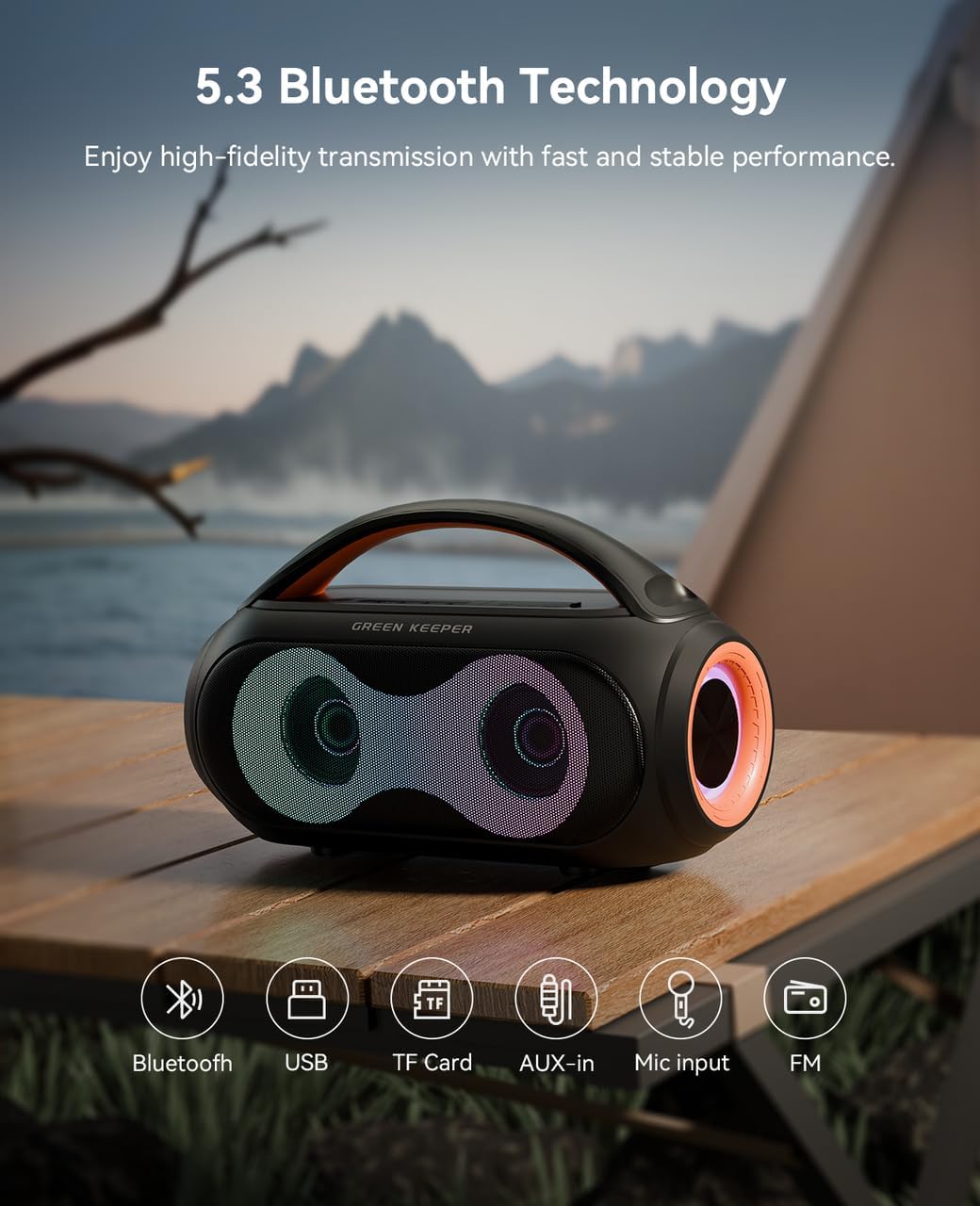 Portable Bluetooth Karaoke Machine for Parties with 2 Wireless Mics, 200W Speaker, Magic Voices & RGB Lights - Image 7