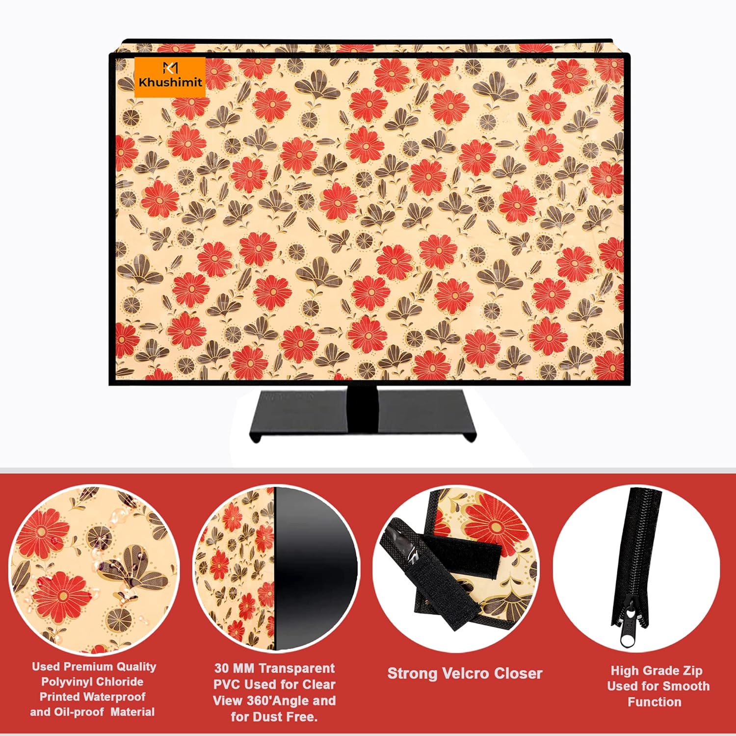 Khushimit 50 Inch Waterproof Smart TV Dust Cover with Transparent Viewing Layer - Image 2