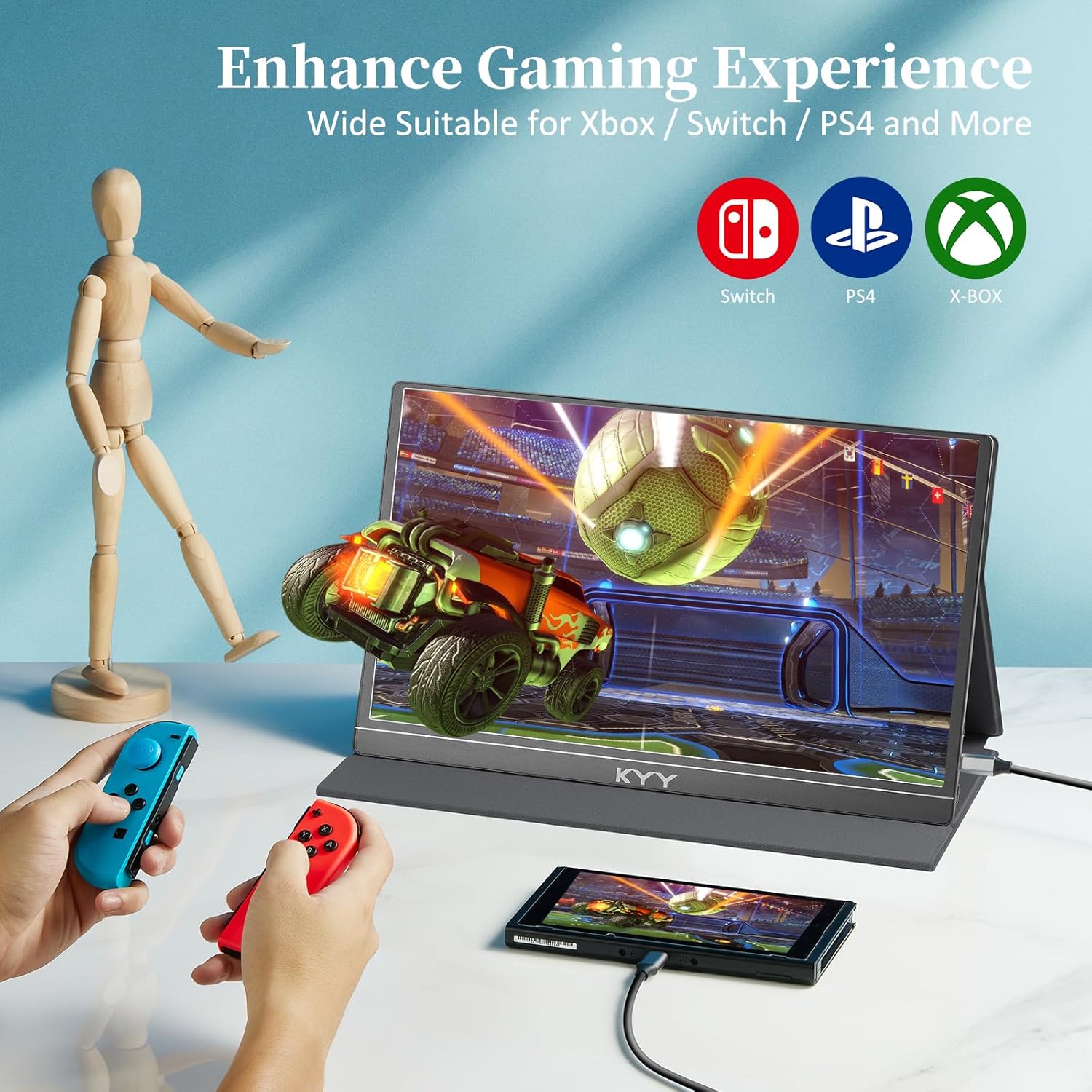 KYY 15.6 Inch 1080P FHD IPS HDR Portable Monitor with Smart Cover and Dual Speakers - Image 7