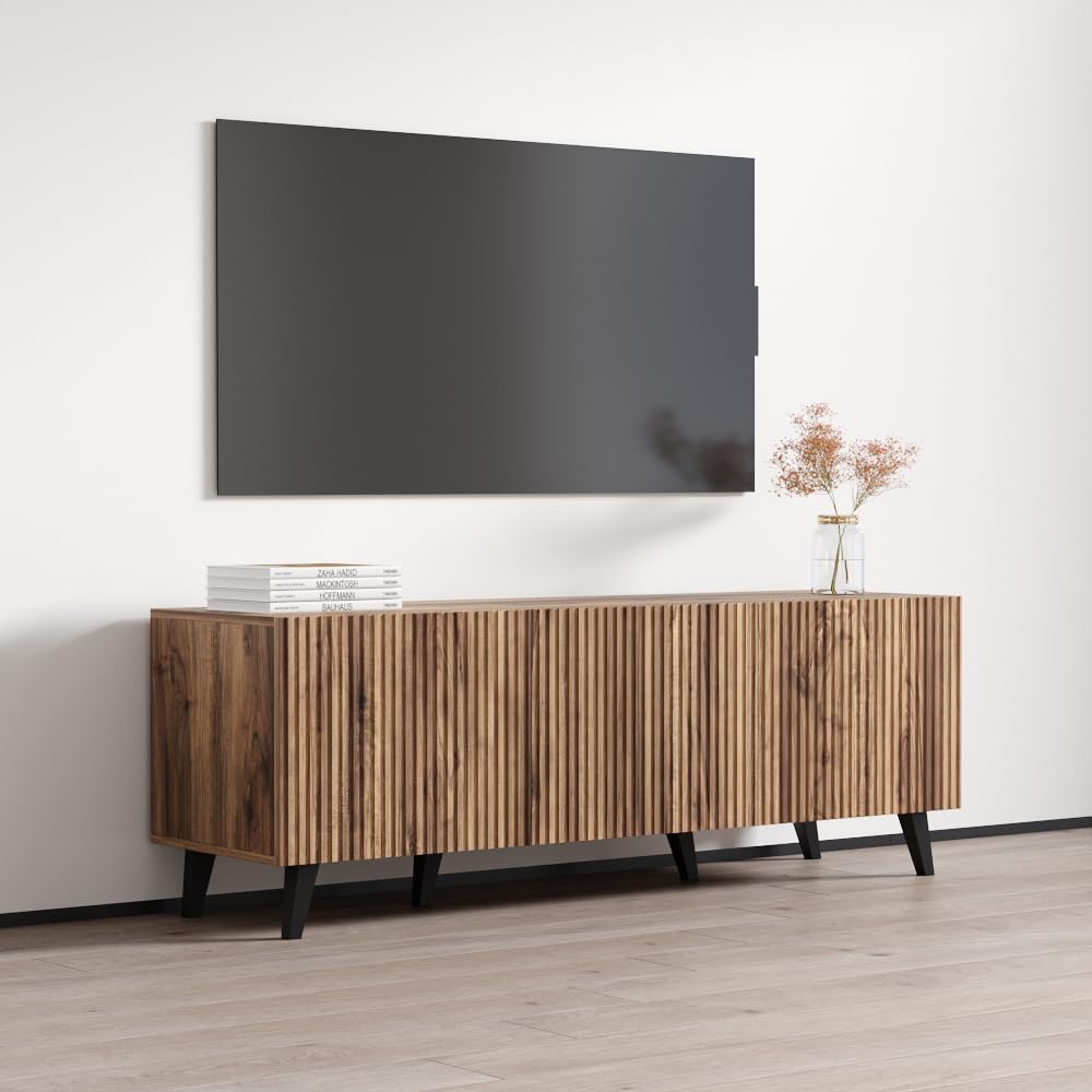 Meble Furniture Pafos Modern Oak Rectangular Freestanding TV Stand Up to 70 inches - Image 2