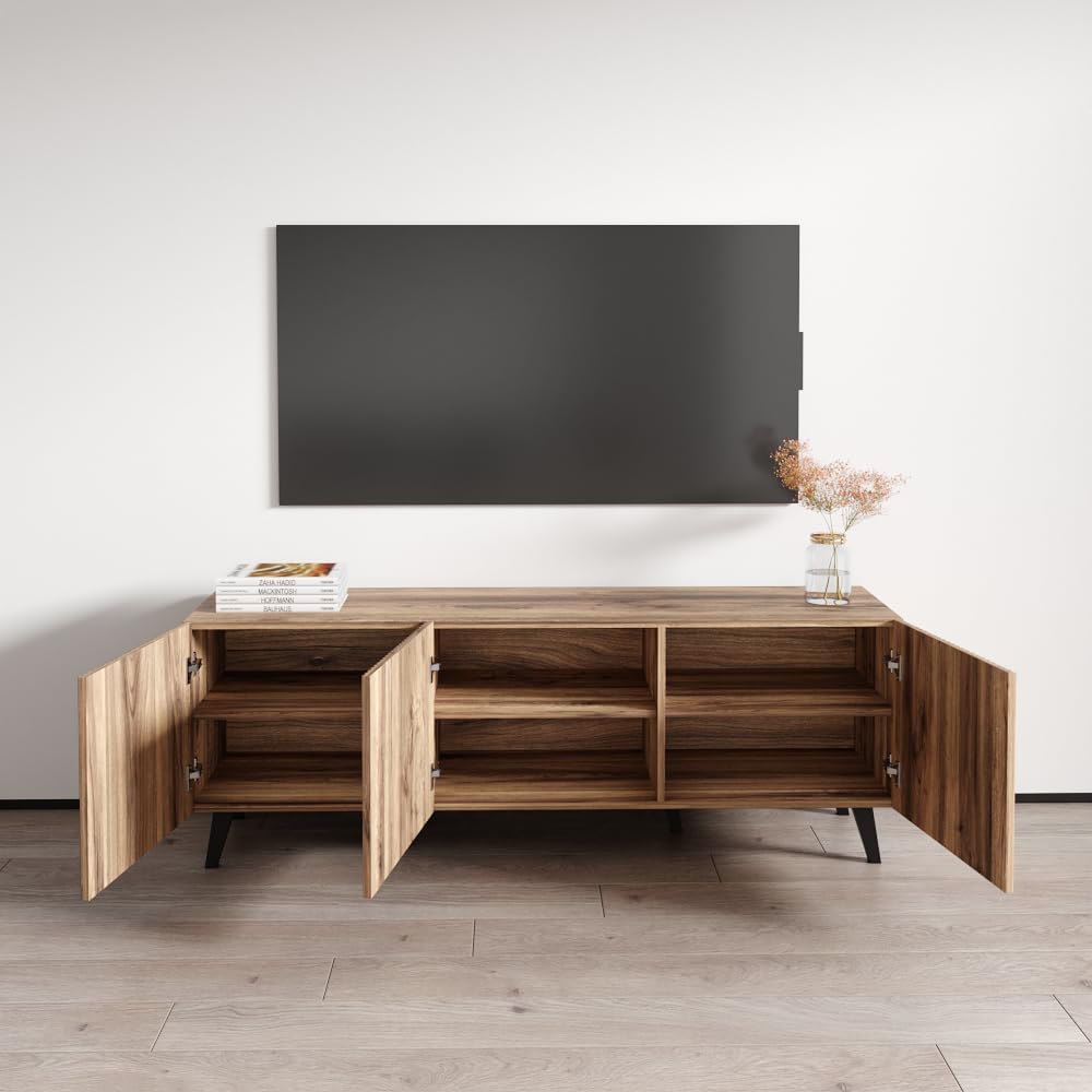 Meble Furniture Pafos Modern Oak Rectangular Freestanding TV Stand Up to 70 inches - Image 4