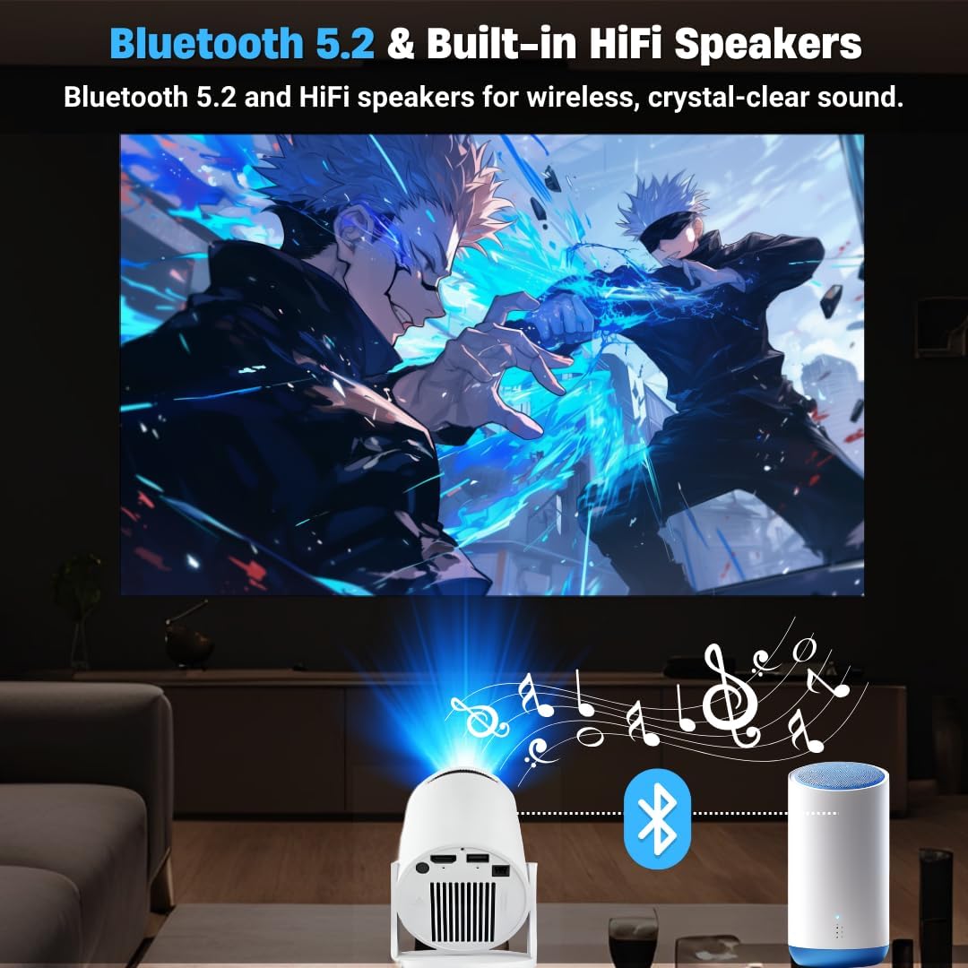 Smart Portable Mini Projector WiFi Bluetooth Android 11 4K Support 180° Rotation 2025 Upgrade - Image 5
