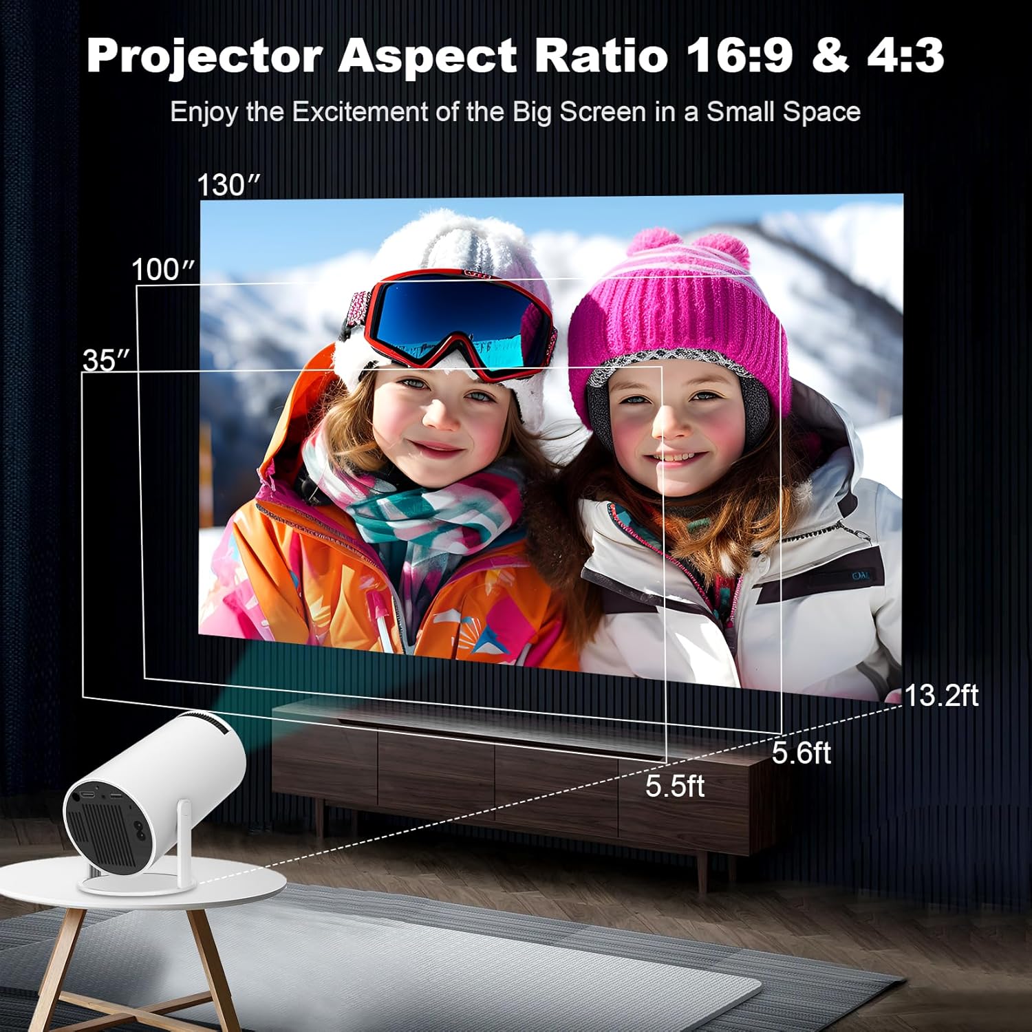 HY300 Portable Mini Projector 4K 1080P 160 ANSI Dual-Band WIFI6 5G Bluetooth Android 11 180° Rotatable Auto Keystone Correction - Image 5